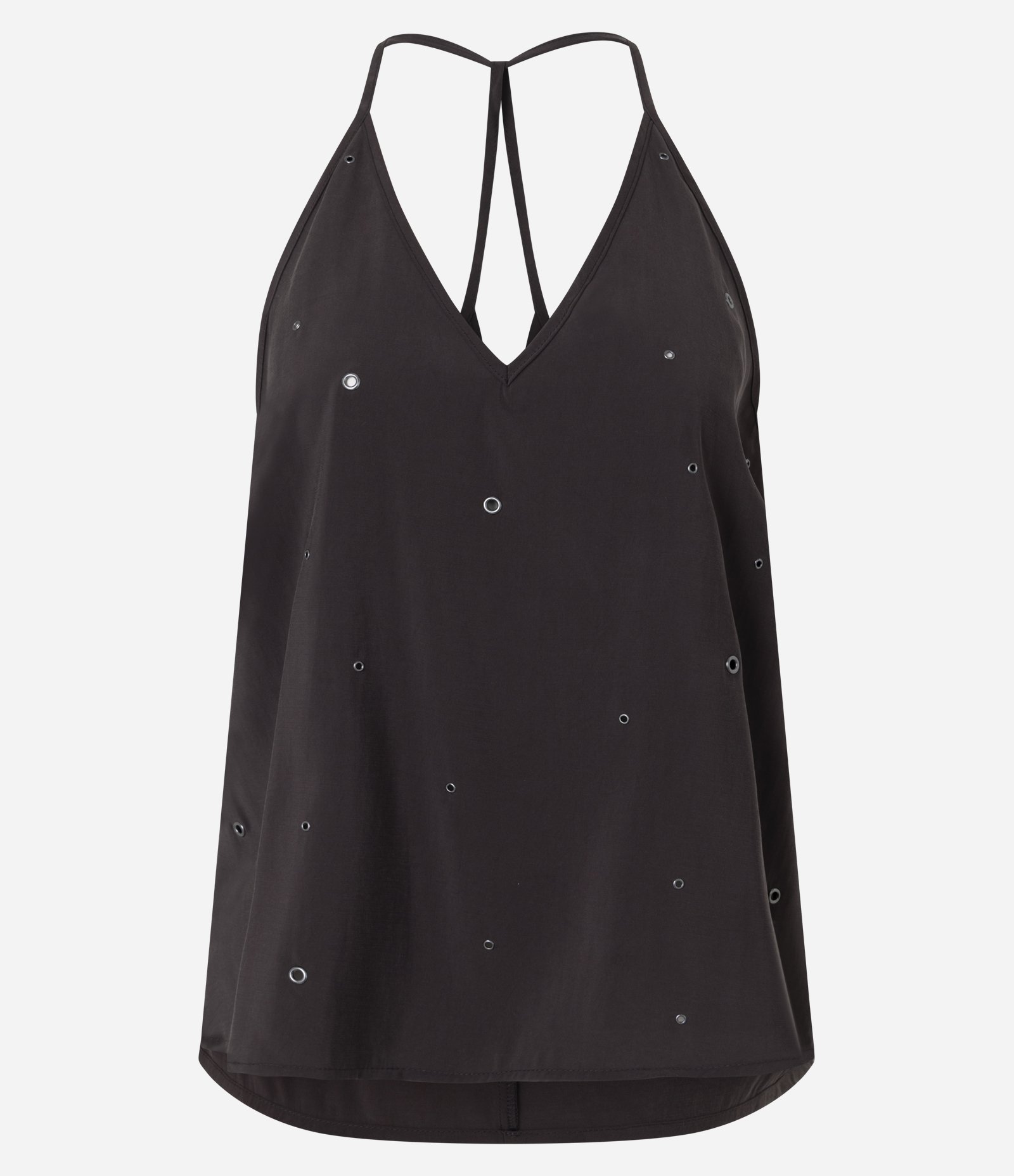 Blusa com Pontos Metálicos e Tiras Cruzadas nas Costas Marrom 6