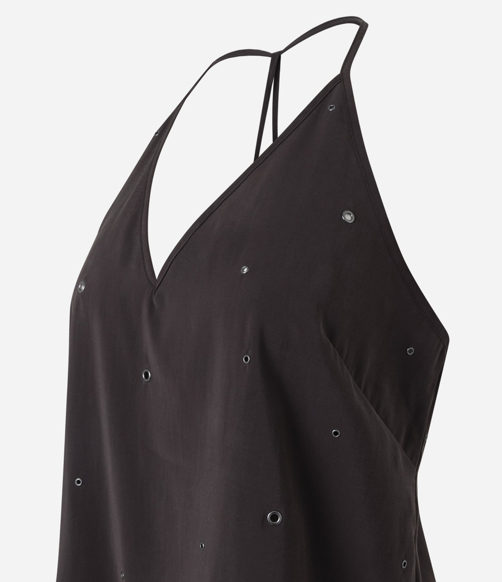 Blusa com Pontos Metálicos e Tiras Cruzadas nas Costas Marrom 7