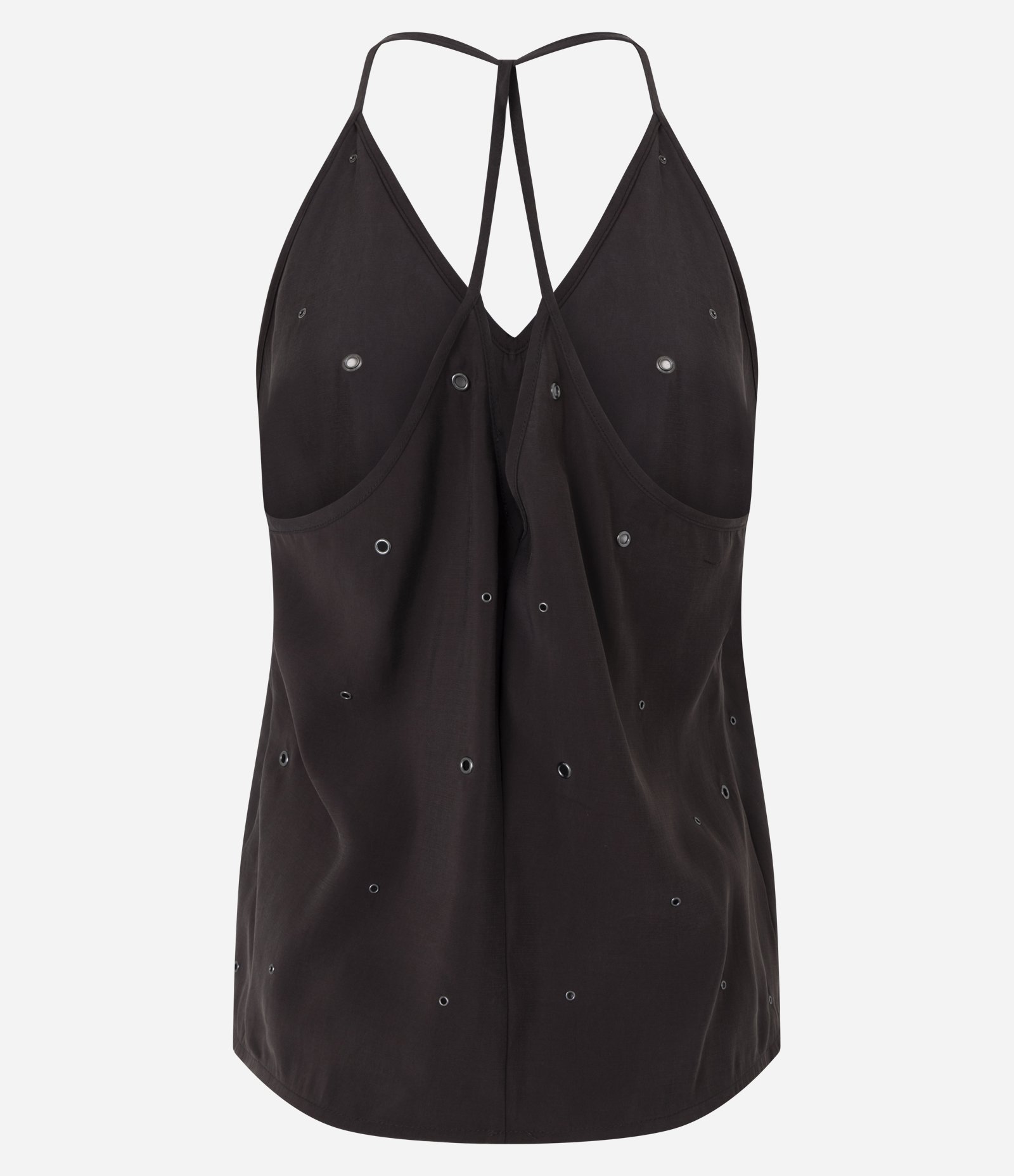 Blusa com Pontos Metálicos e Tiras Cruzadas nas Costas Marrom 8