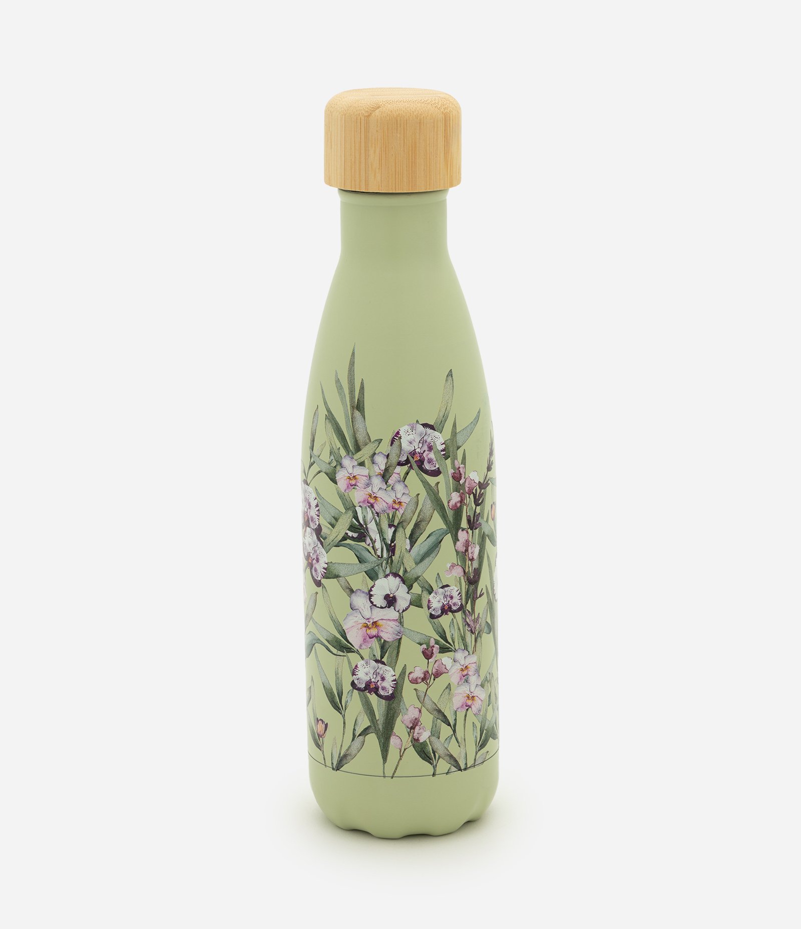 Garrafa com Estampa Floral e Tampa de Bambu 750ml Verde 1