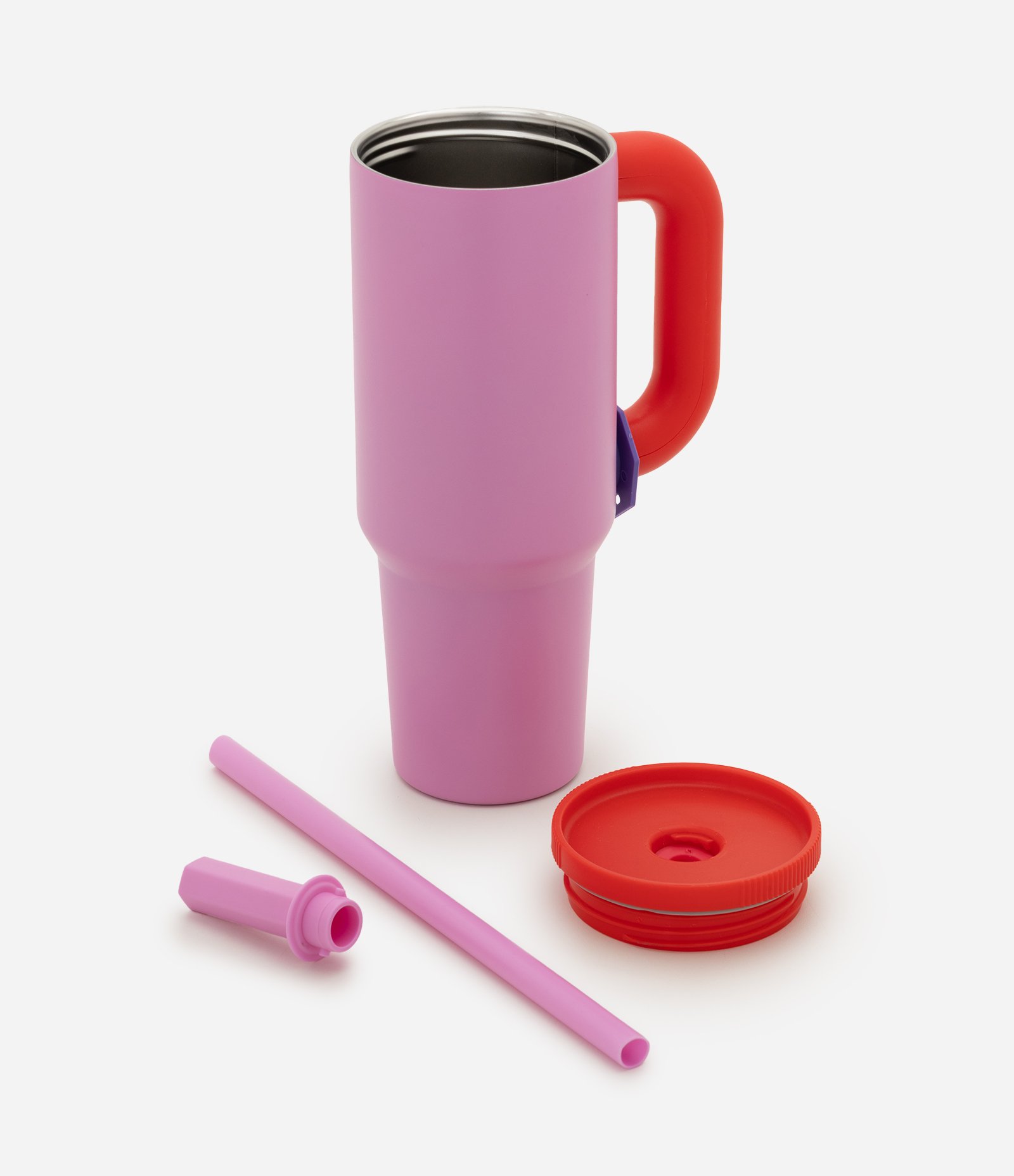 Copo Térmico em Açõ Inoxidável com Canudo 1,2L Rosa 5