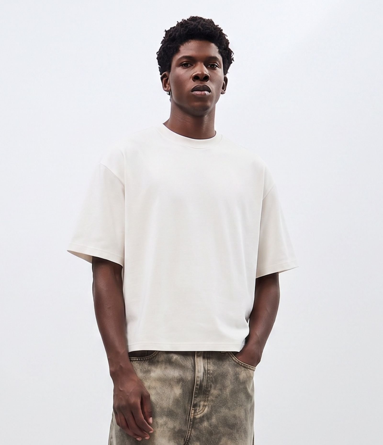 Camiseta Boxy em Malha Tecnológica Off White 1