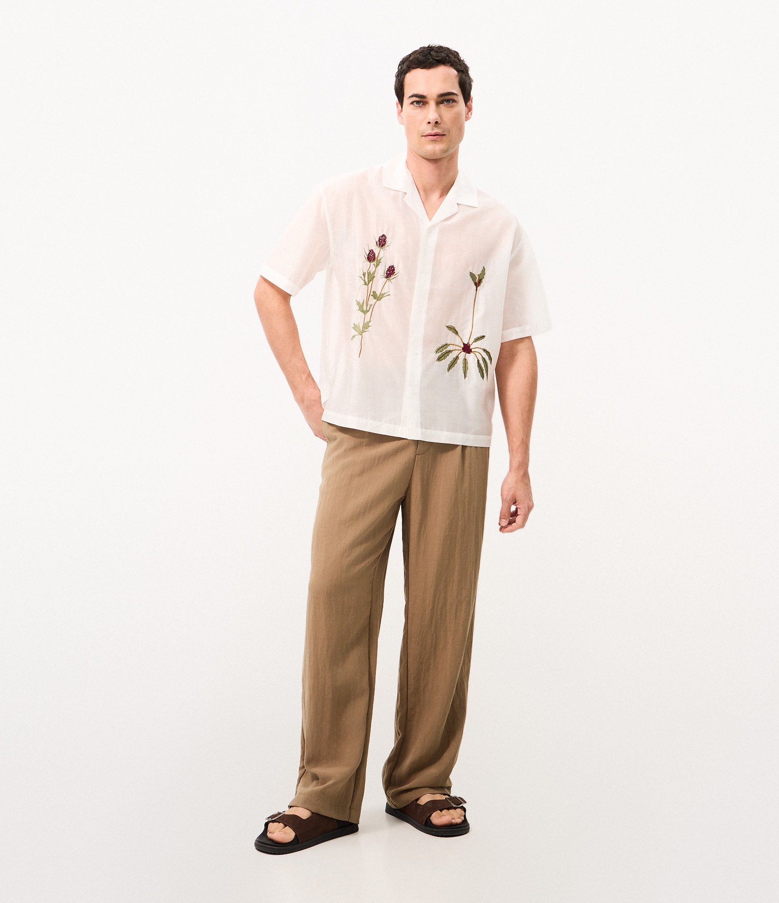 Camisa Boxy Bordada Floral Organza Branco 2