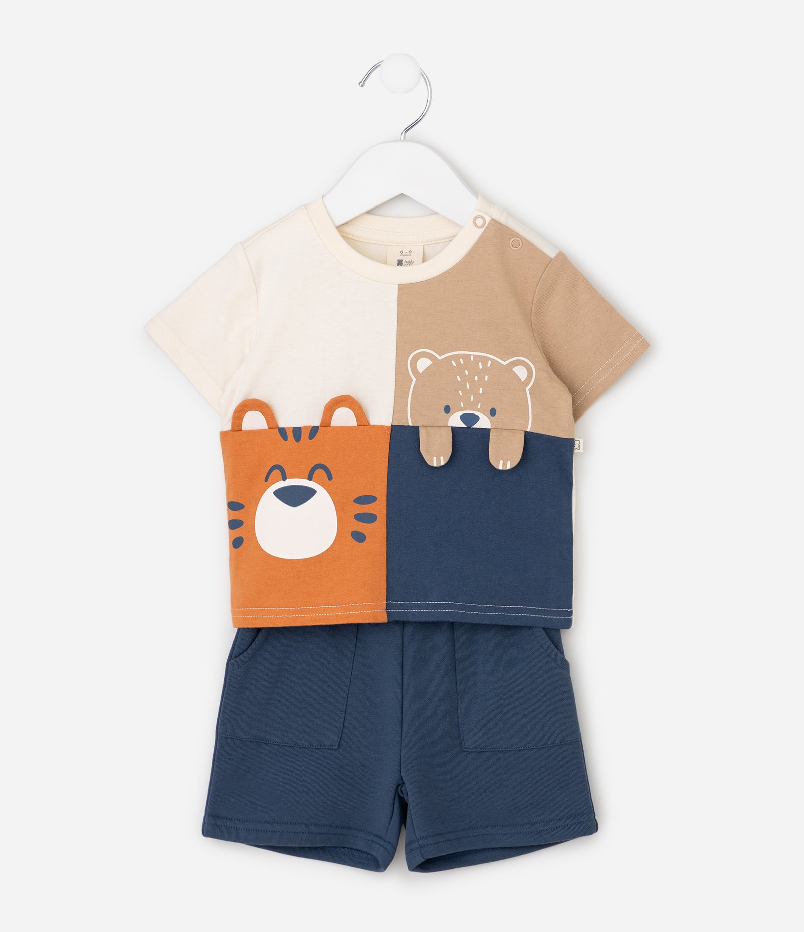 Conjunto Bebê com Estampa Animais – Tam 0 a 18 Meses Bege/Azul 2