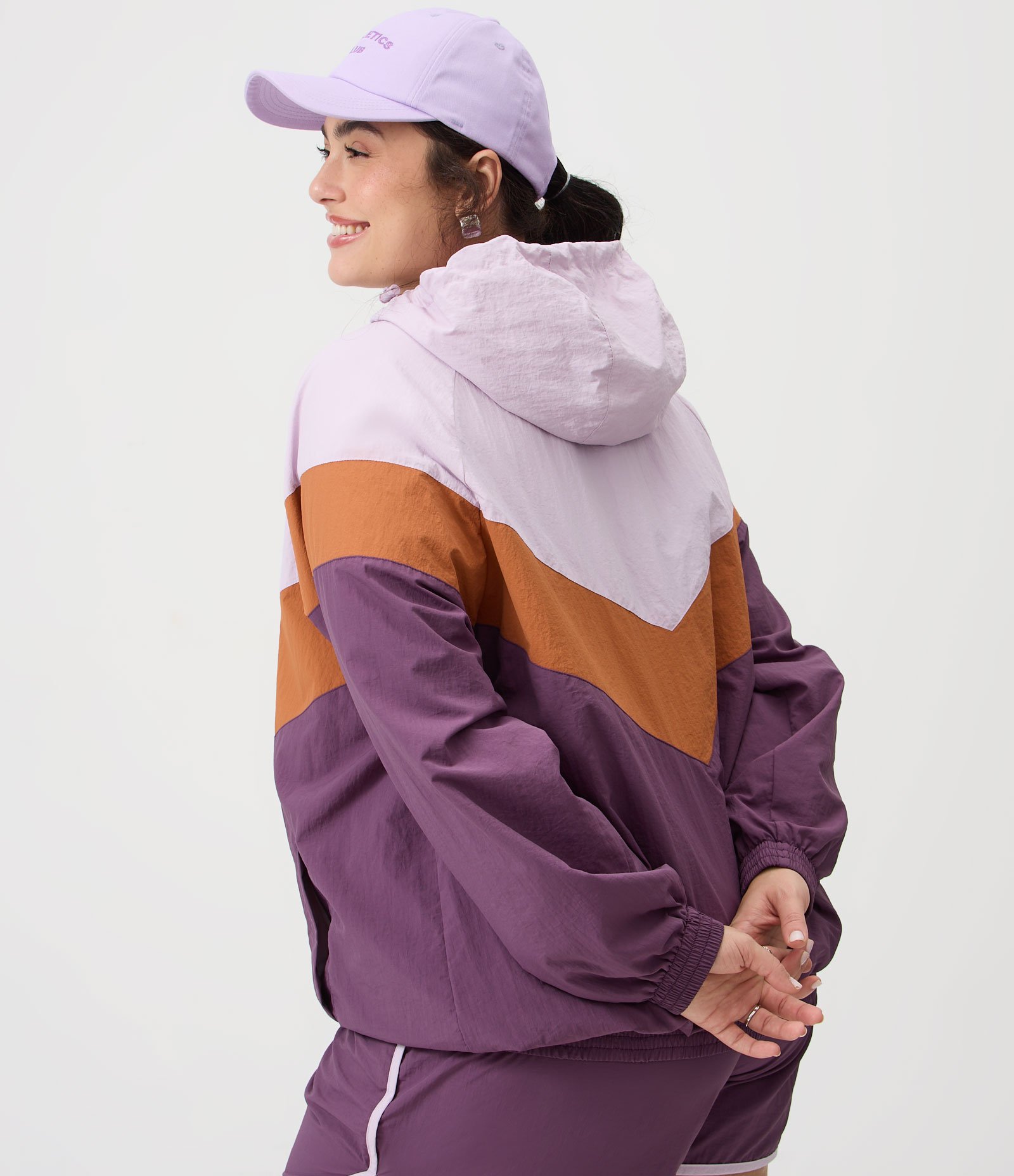 Jaqueta Quebra Vento Tricolor com Capuz Curve & Plus Size Roxo 4