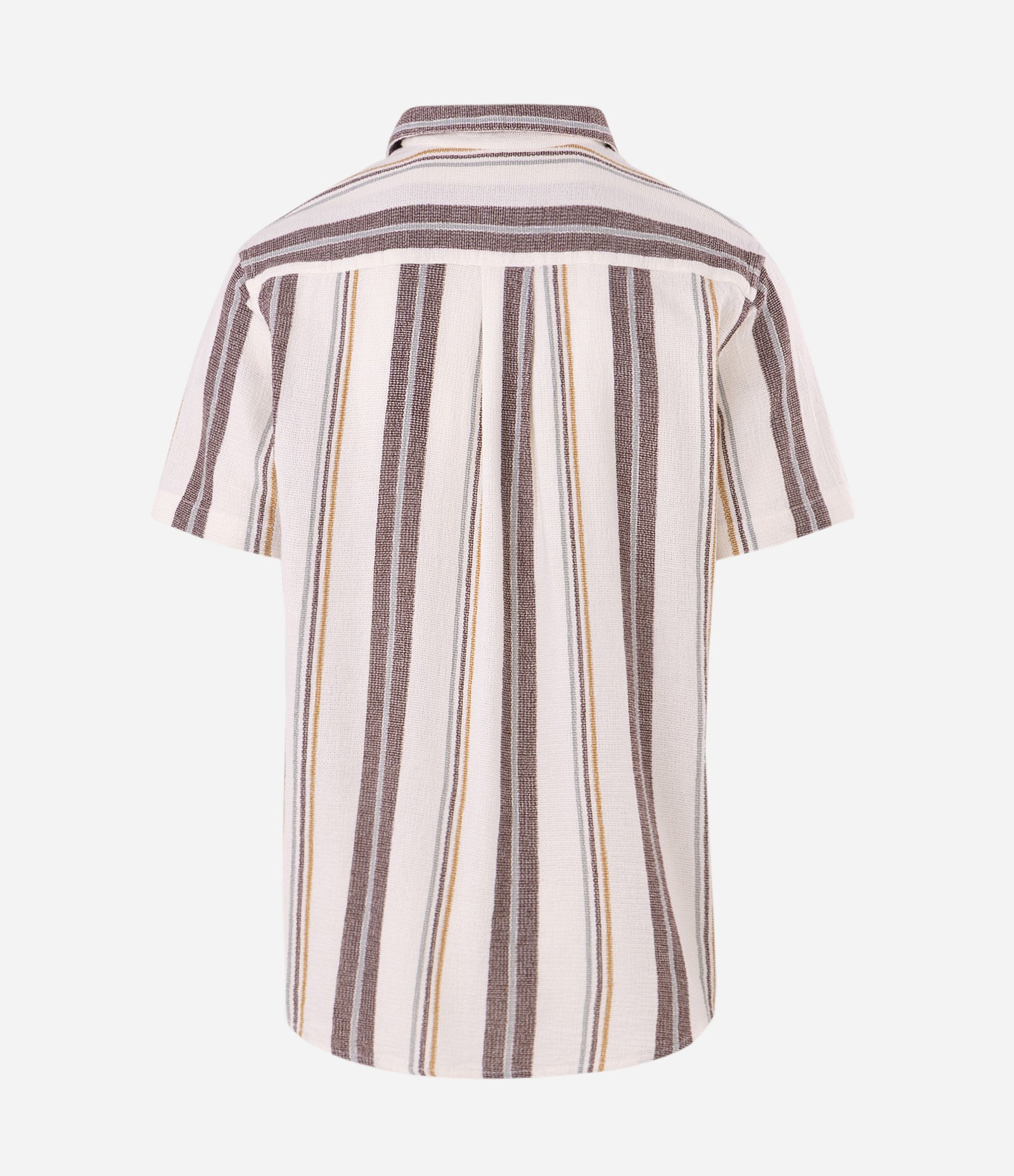 Camisa Manga Curta Listrada Texturizada Marrom 7