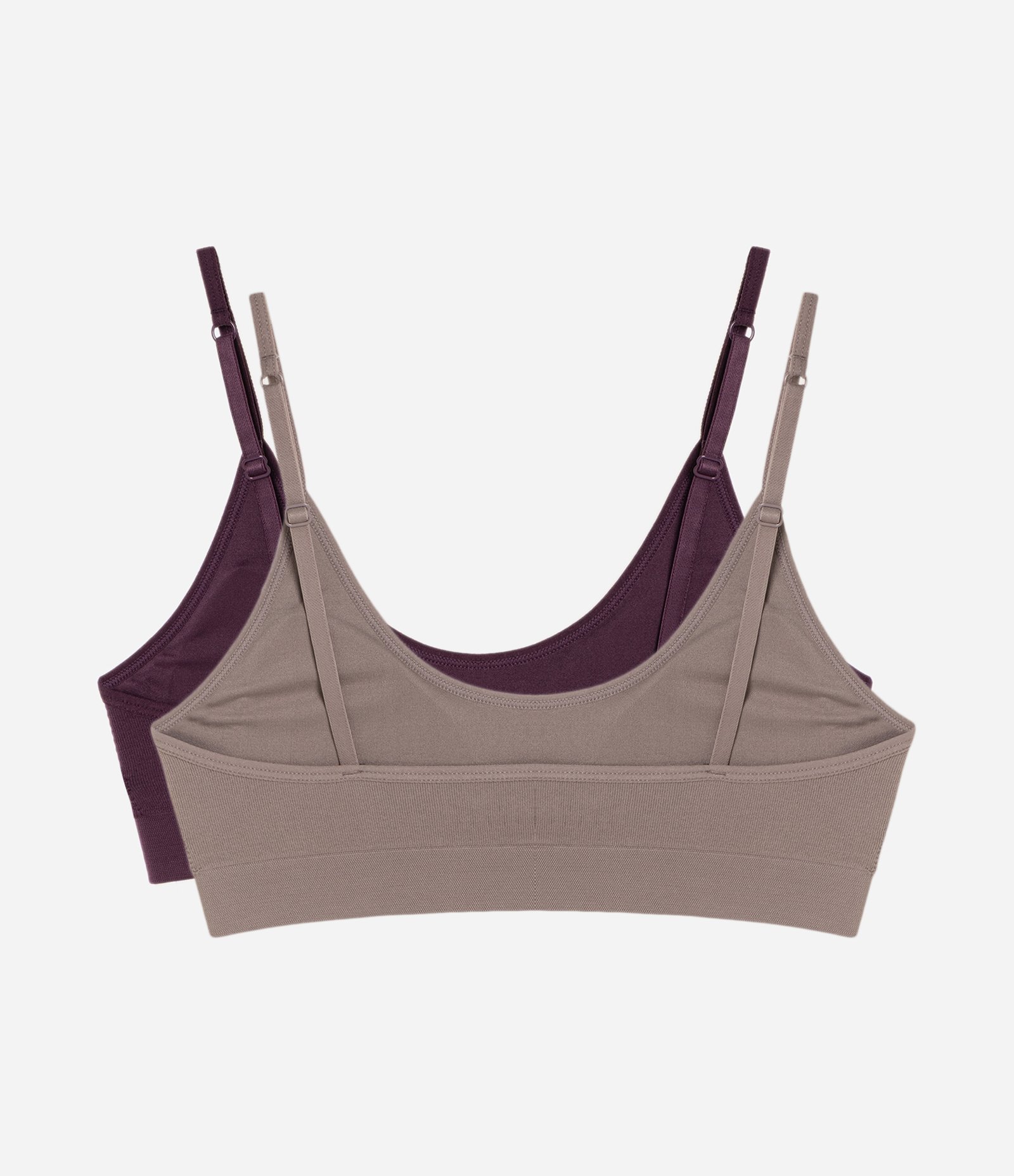 Kit 02 Sutiãs Top em Poliamida Seamless com Bojo Removível Roxo/Marrom 2