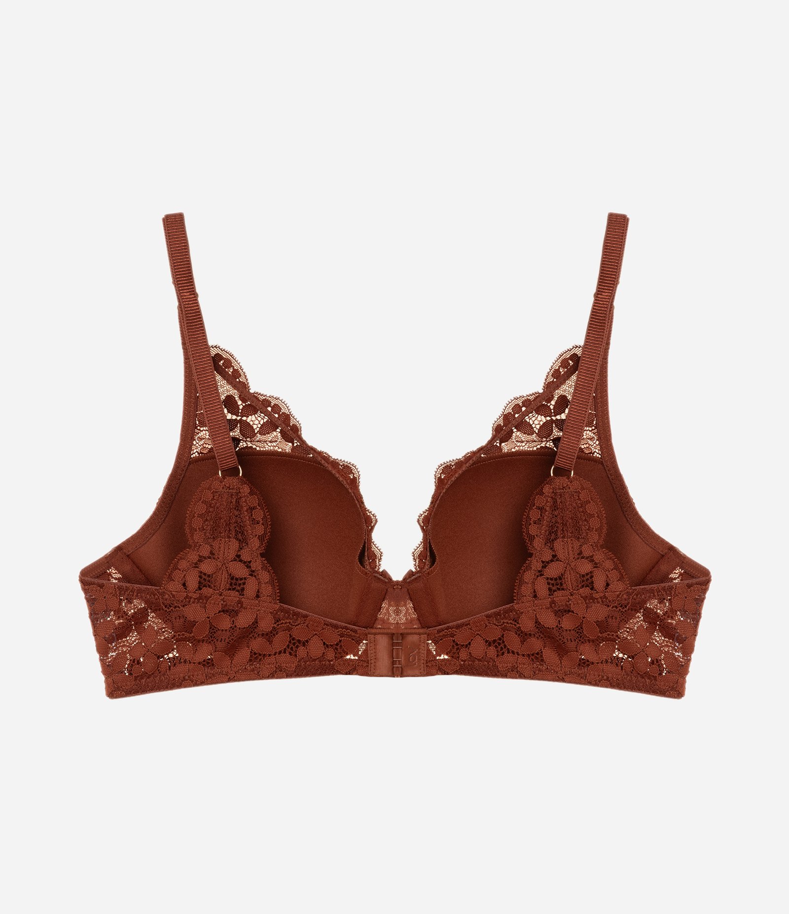 Sutiã Meia Taça com Bojo em Renda Floral Marrom 6