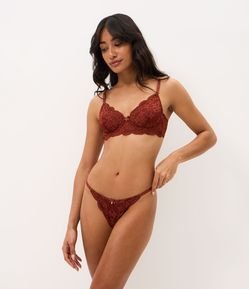 Calcinha String Fio em Renda Floral