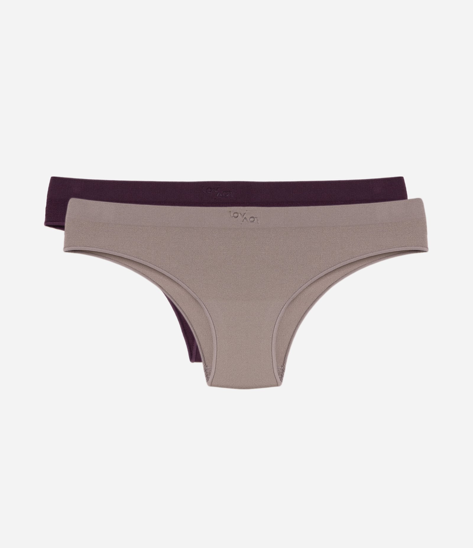 Kit 02 Calcinhas Biquíni em Poliamida Seamless Roxo/Marrom 1