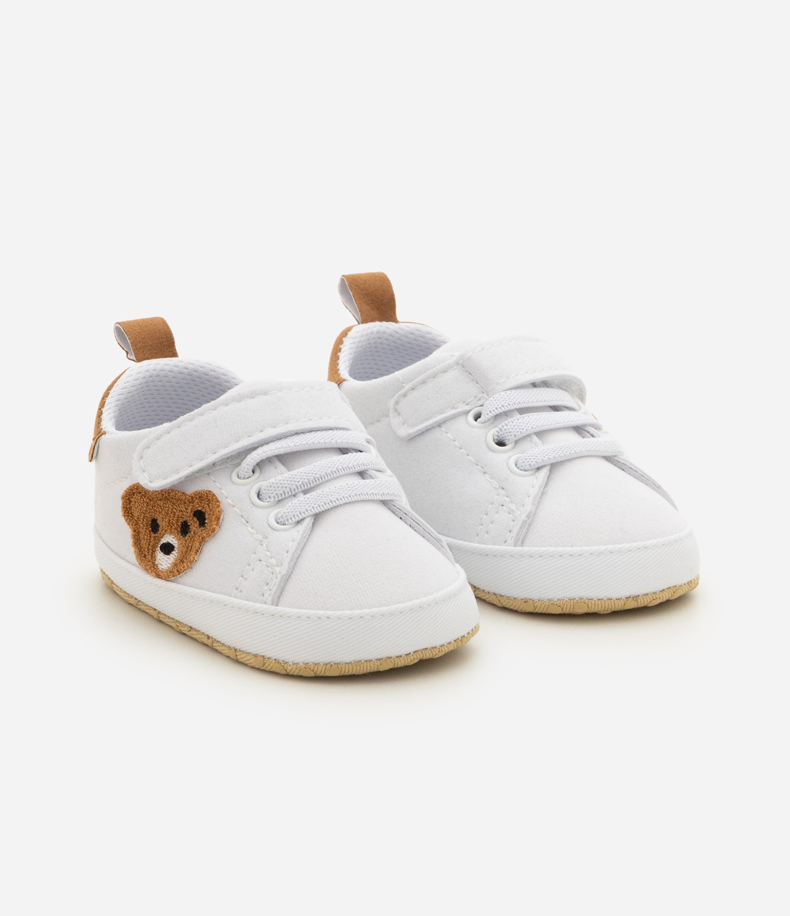 Tênis Infantil com Velcro e Urso - Tam 13 a 19 Branco 1