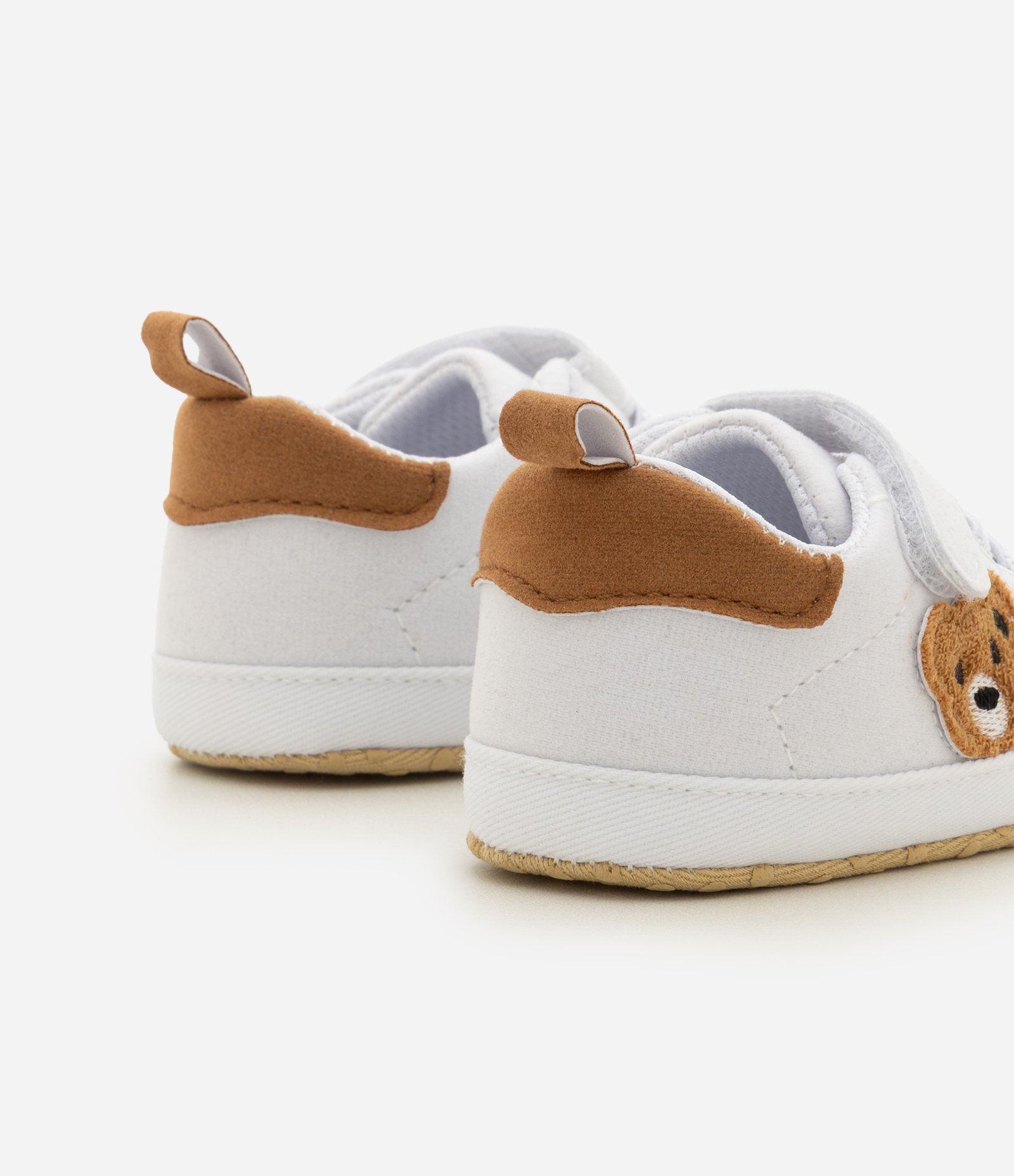 Tênis Infantil com Velcro e Urso - Tam 13 a 19 Branco 2