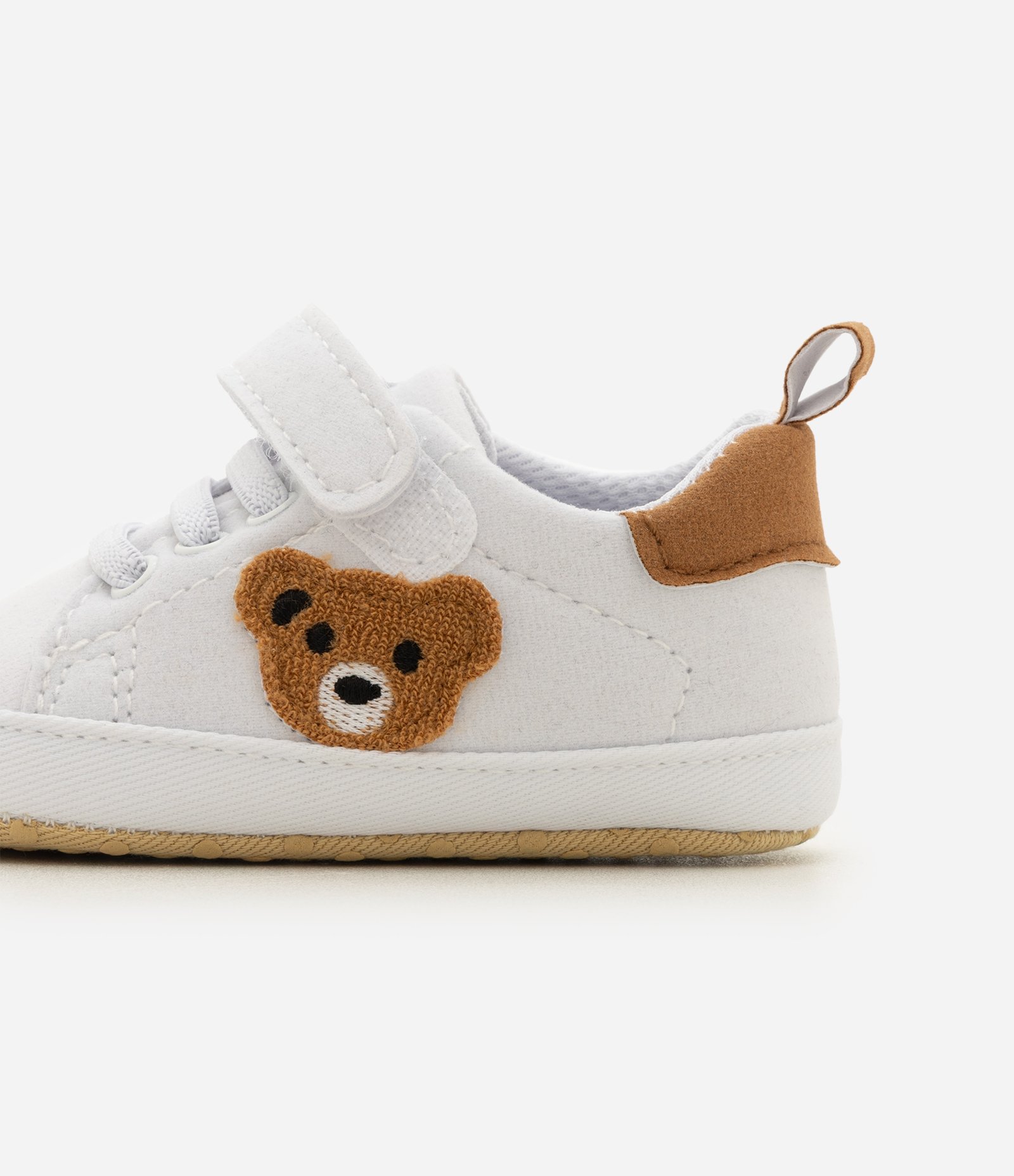 Tênis Infantil com Velcro e Urso - Tam 13 a 19 Branco 3