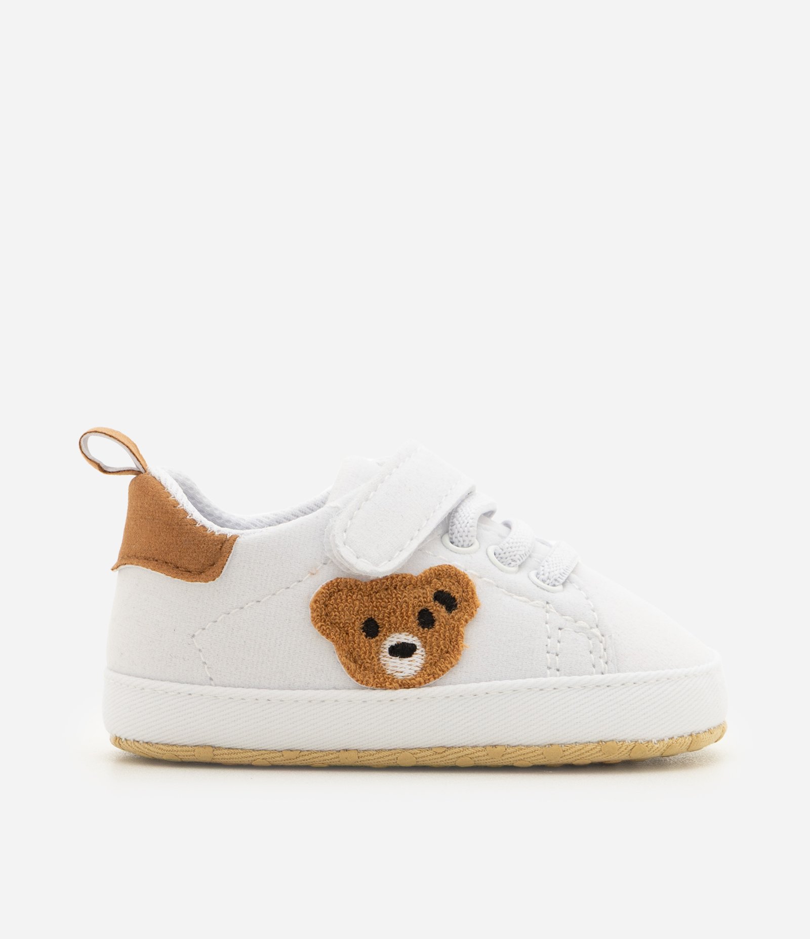 Tênis Infantil com Velcro e Urso - Tam 13 a 19 Branco 6