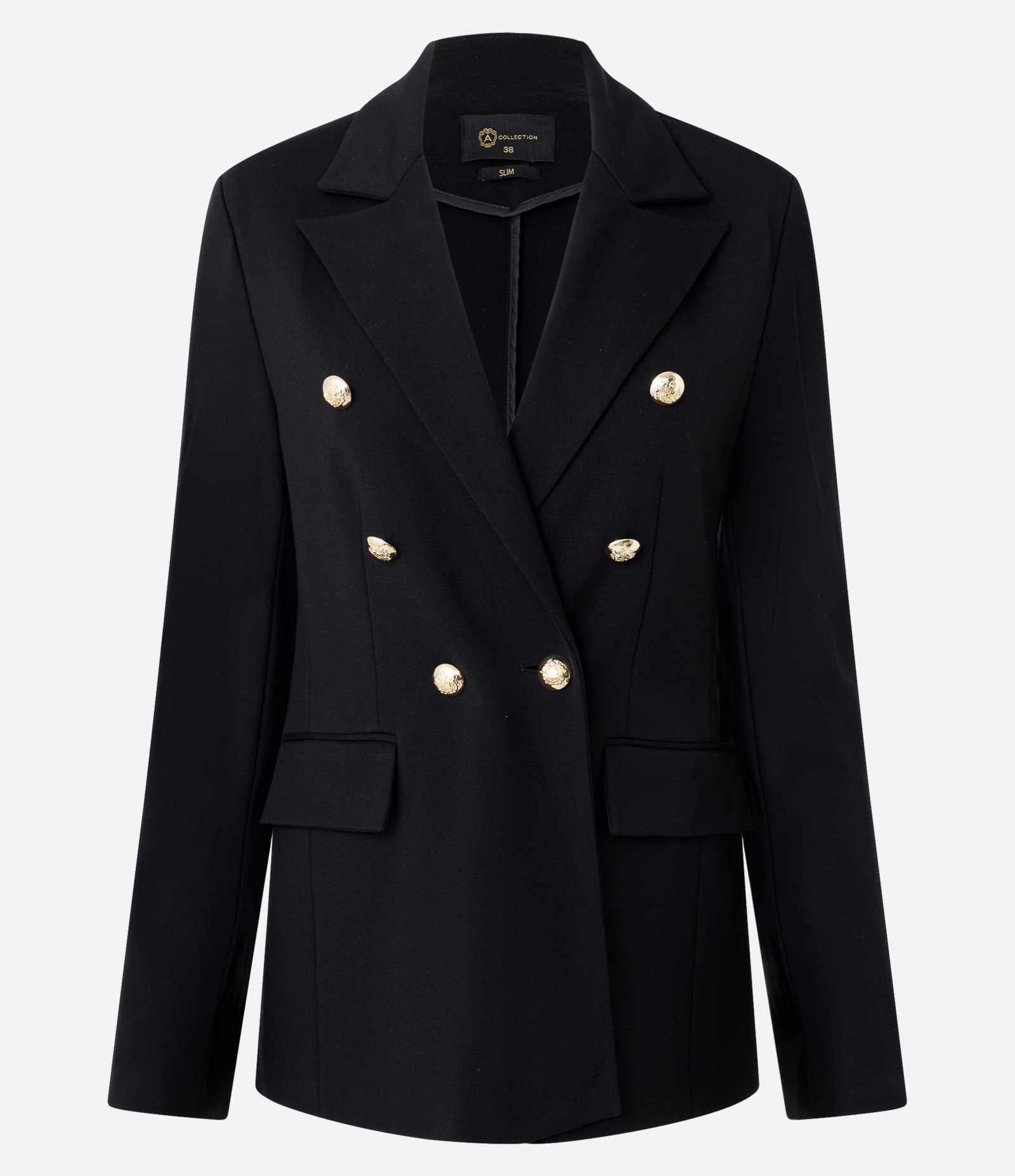 Blazer em Ponto Roma com Abotoamento Transpassado Preto 1
