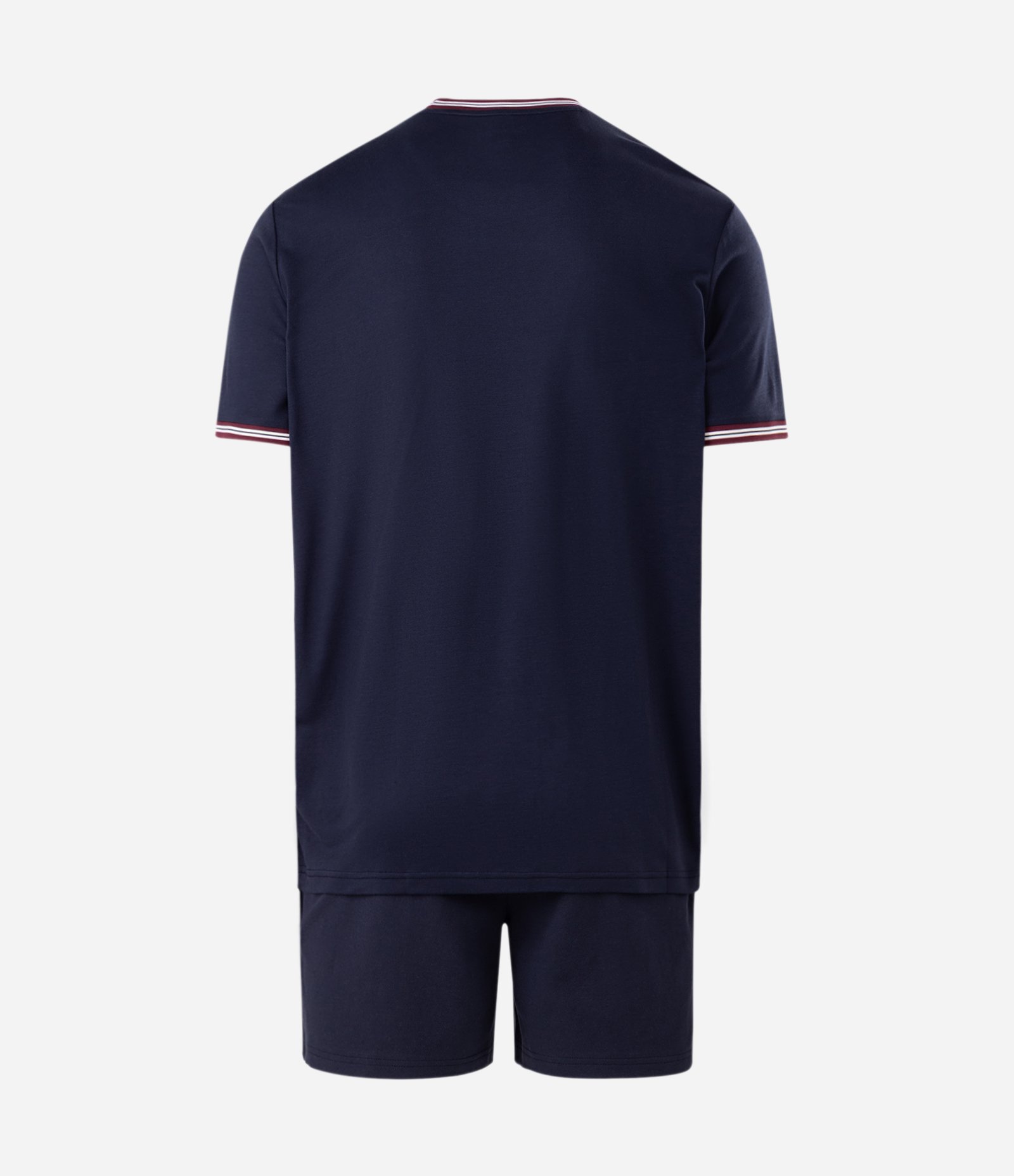 Pijama Curto em Piquet com Detalhes Listrados Azul 2