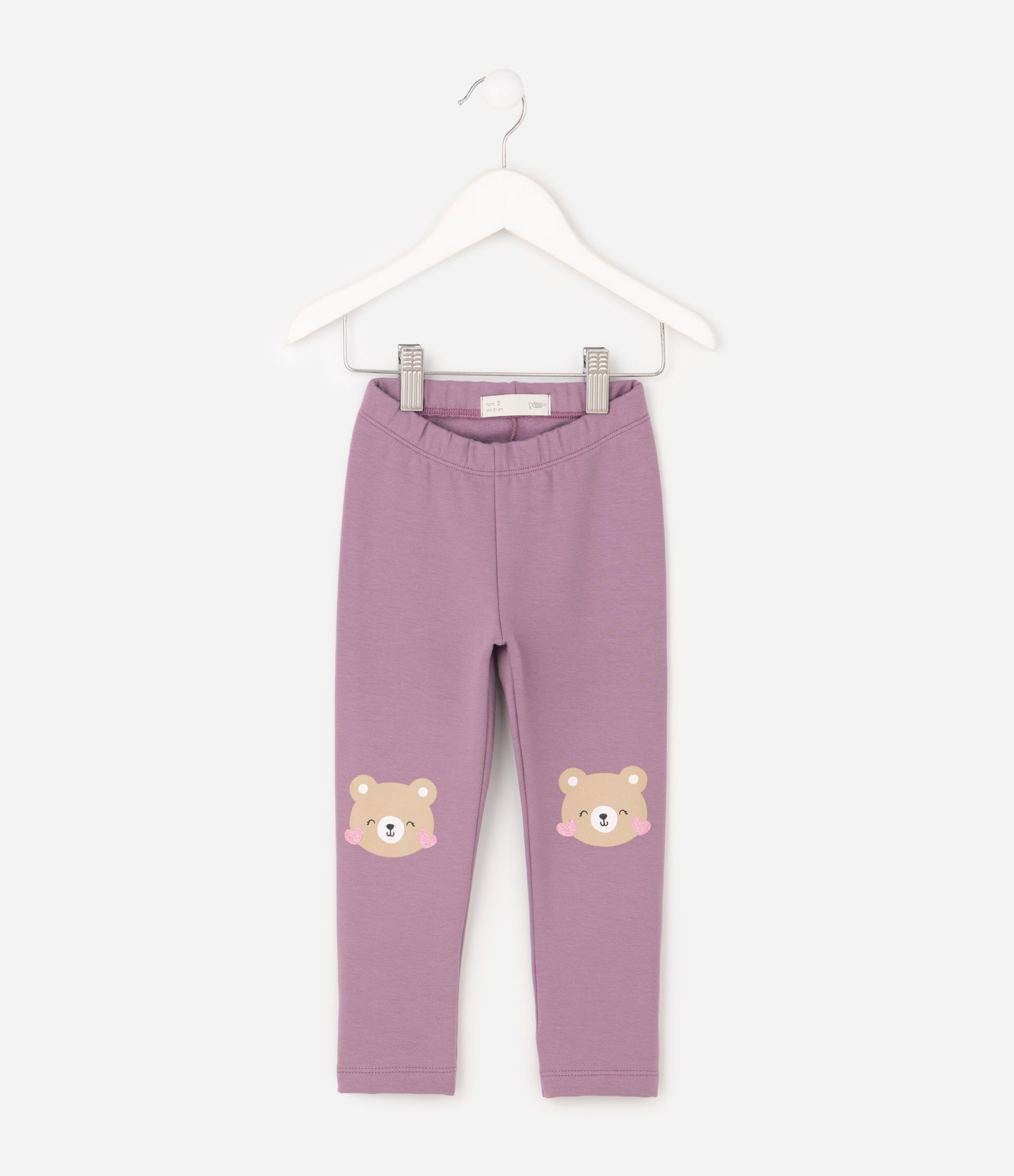 Calça Infantil Legging com Urso no Joelho – Tam 1 a 6 Anos Lilás 1