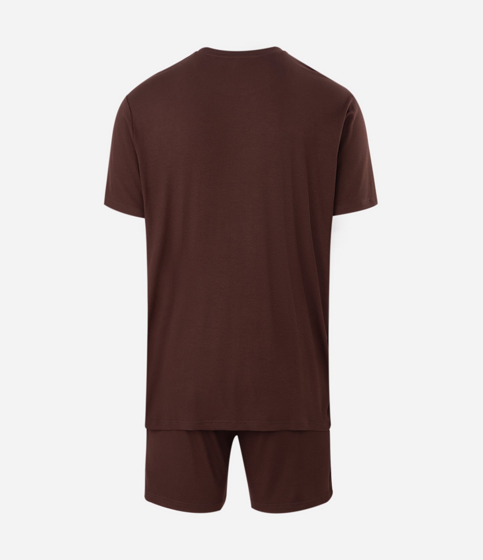 Pijama Curto Ribana Texturizada Masculino Marrom 2