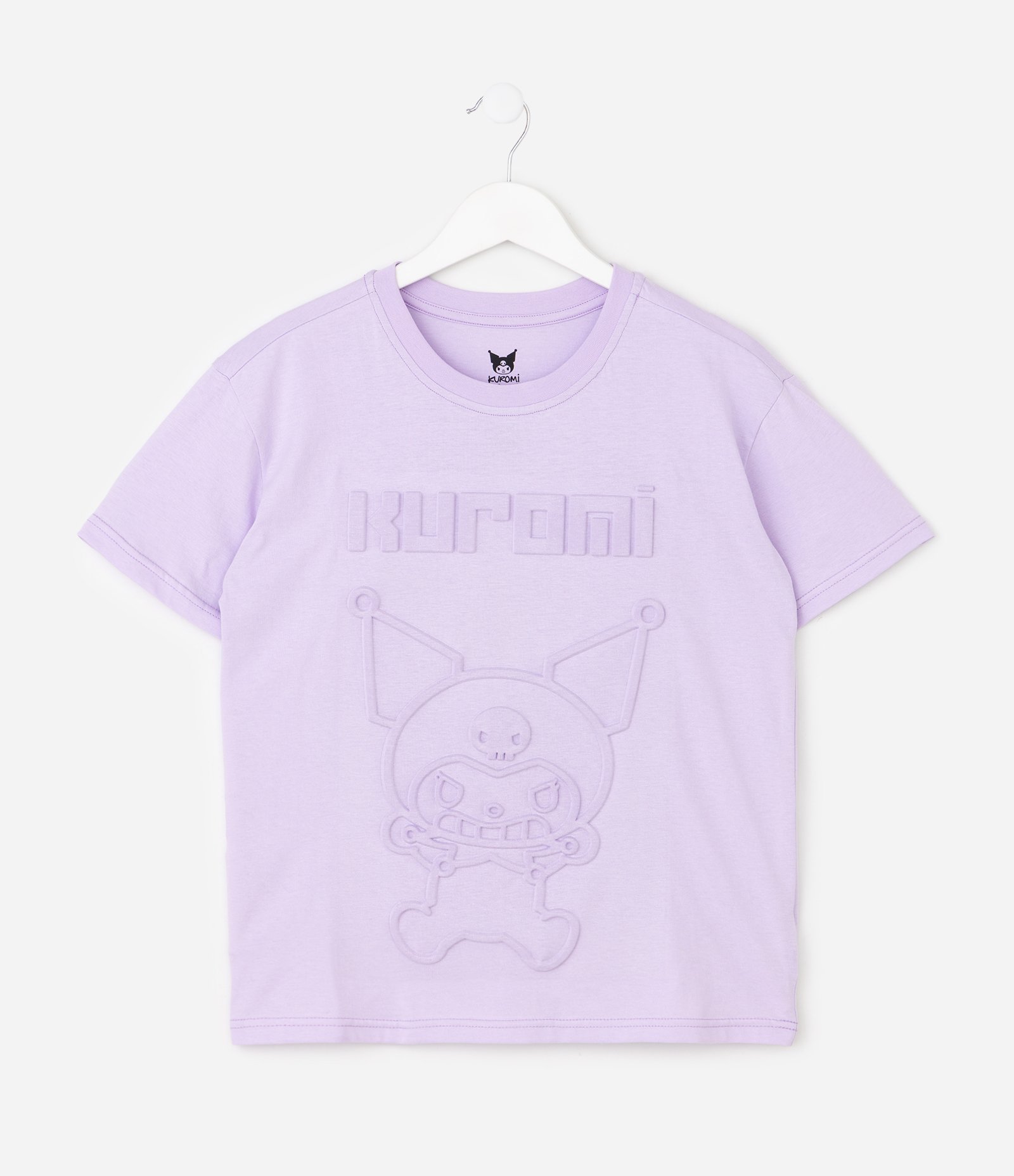 Camiseta Relaxed em Algodão com Embossed Kuromi - Tam 5 a 14 Anos Roxo 2