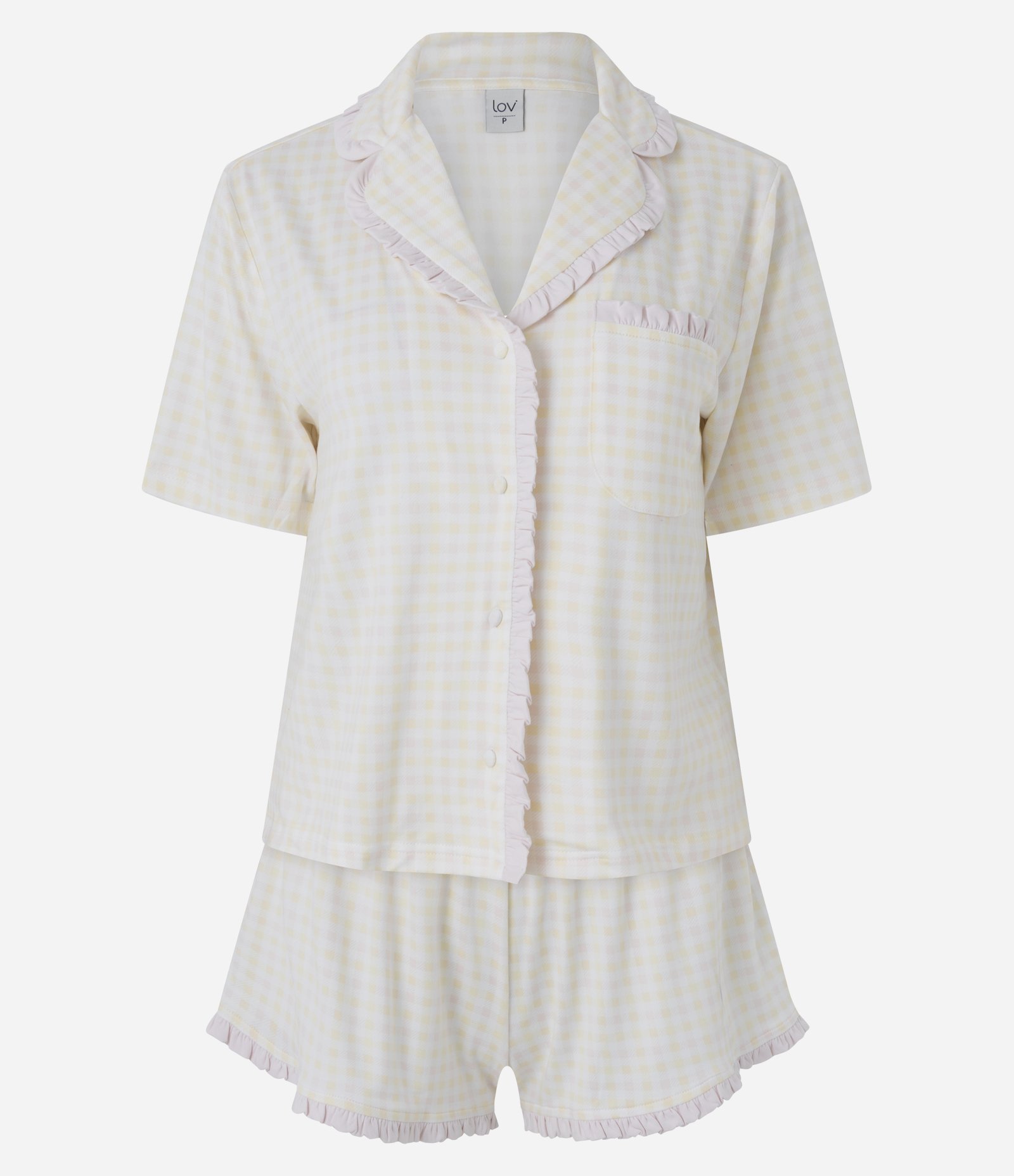 Pijama Americano com Estampa Xadrez Bege 5