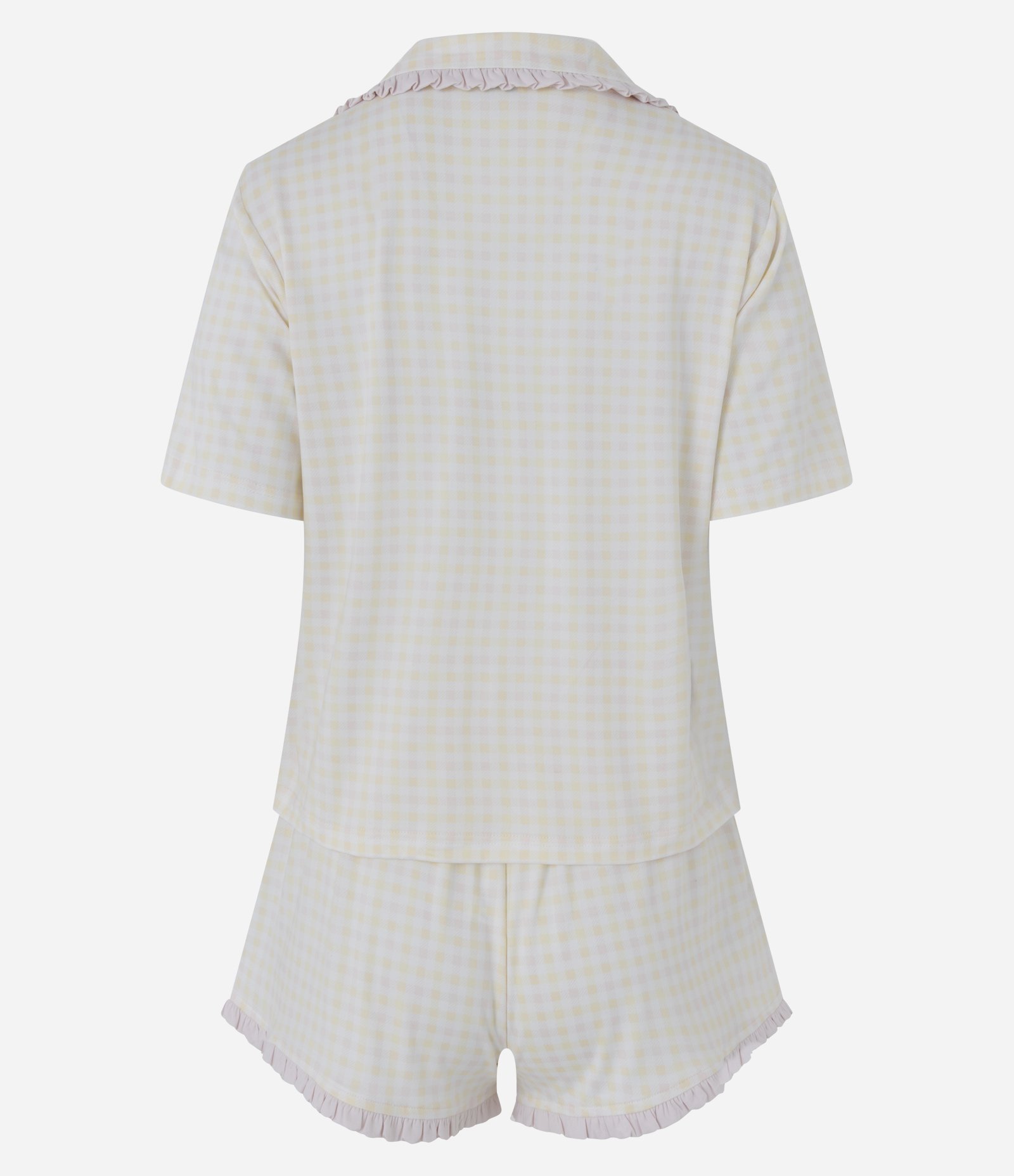 Pijama Americano com Estampa Xadrez Bege 7
