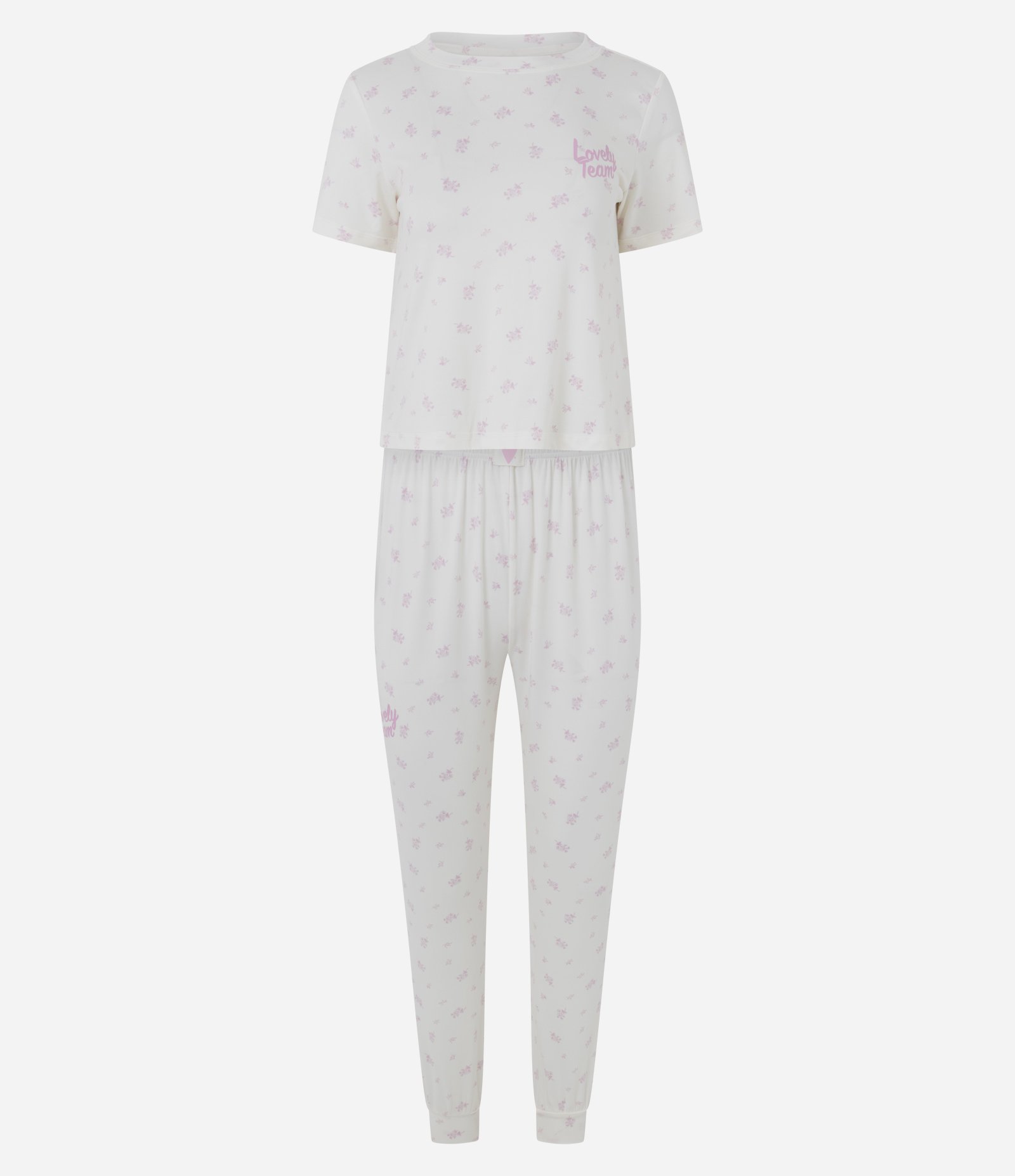 Pijama Longo em Peach Touch com Estampa Floral Branco 5