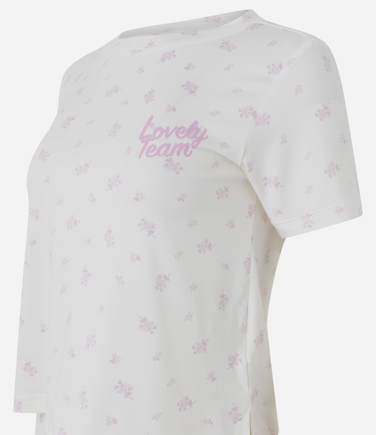 Pijama Longo em Peach Touch com Estampa Floral Branco 6