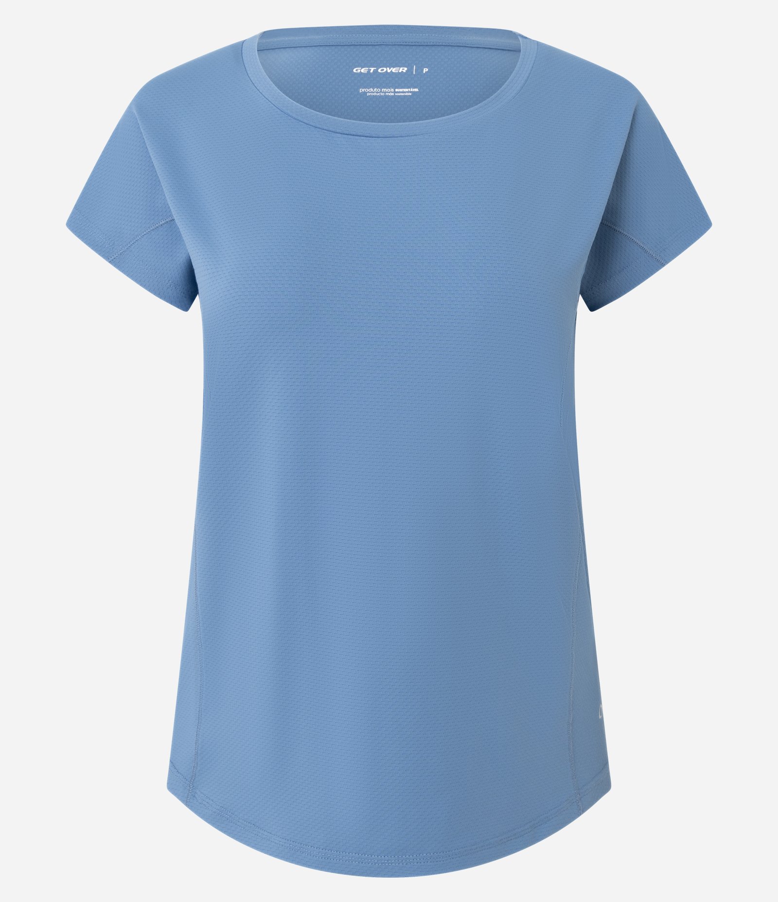 Camiseta Esportiva em Microfibra Texturizada Azul Médio 5