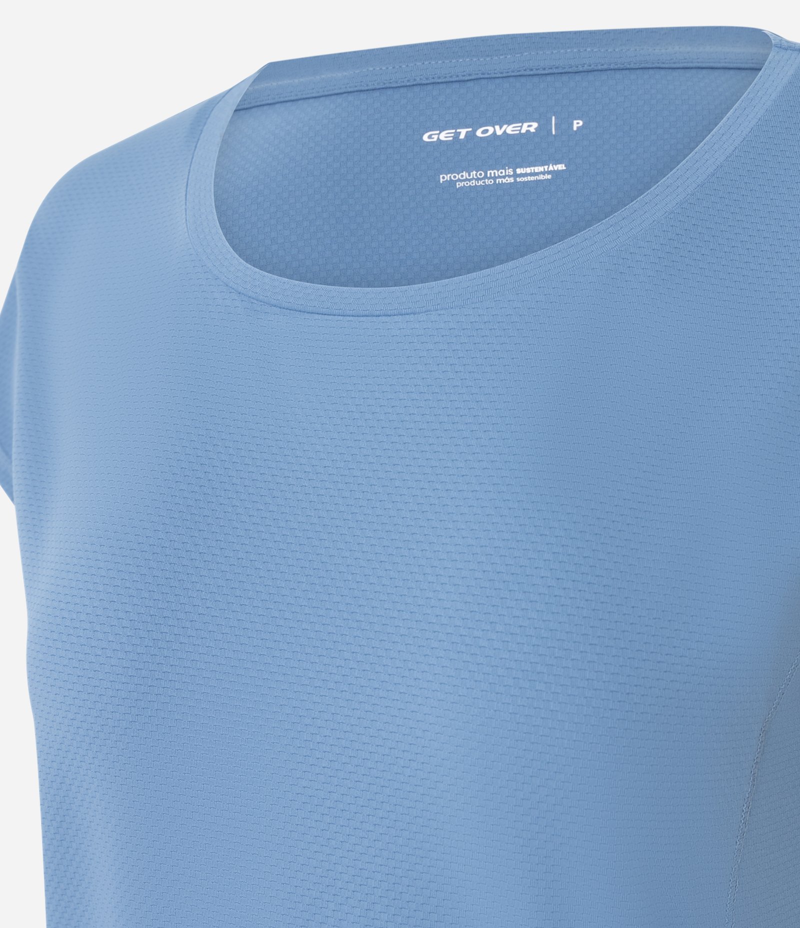 Camiseta Esportiva em Microfibra Texturizada Azul Médio 6