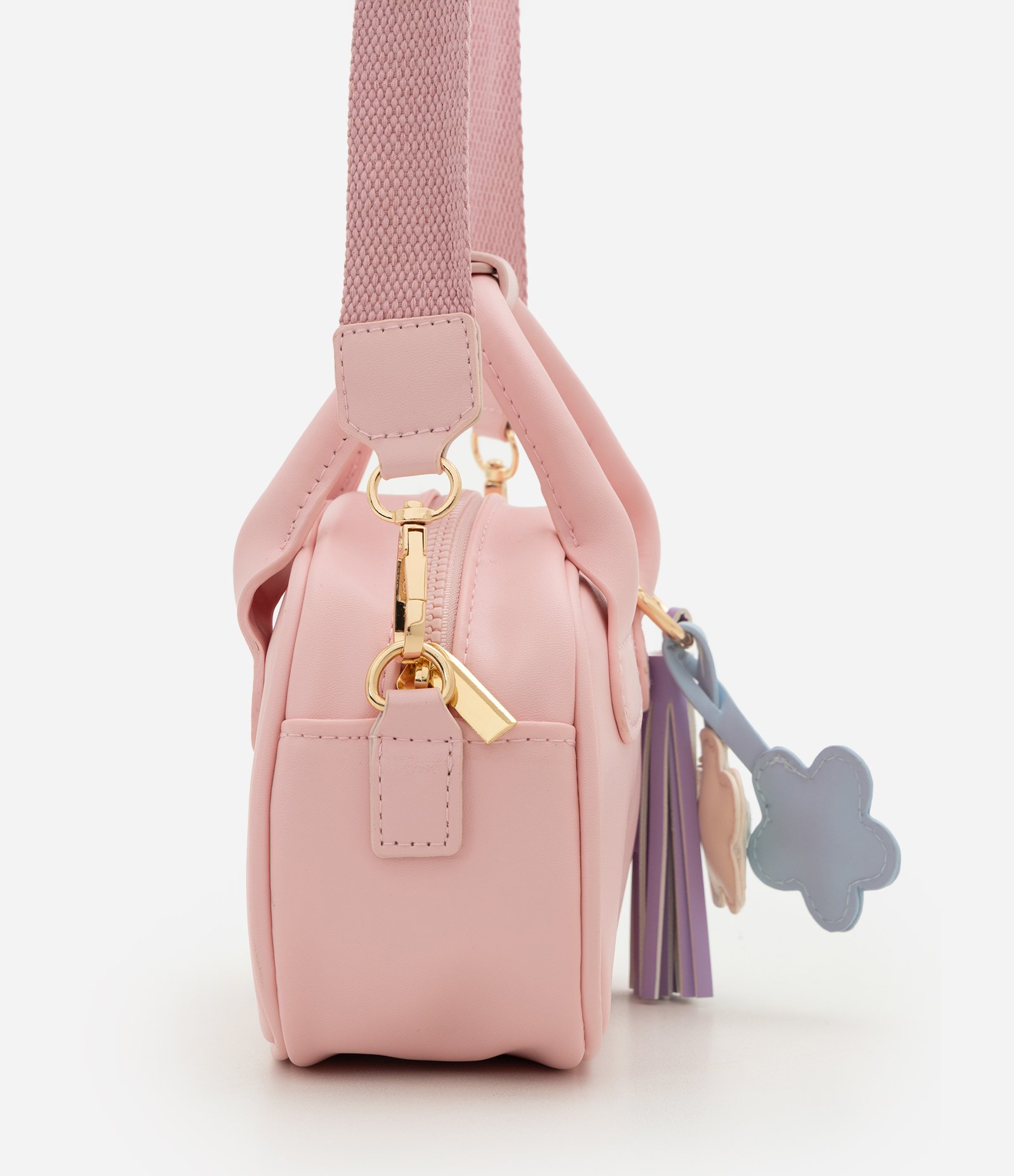 Bolsa em PU com Bag Charm Infantil - Tam U Rosa 2