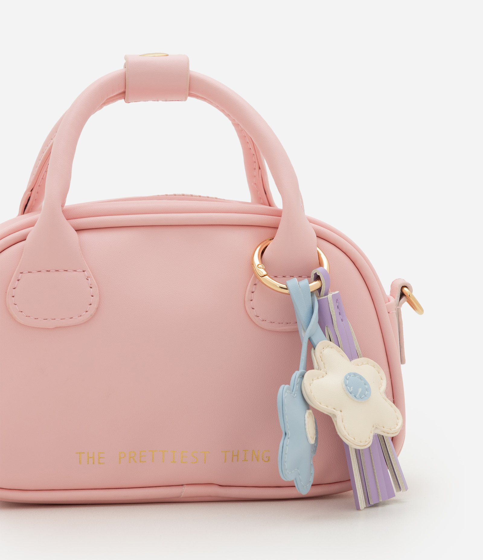 Bolsa em PU com Bag Charm Infantil - Tam U Rosa 4