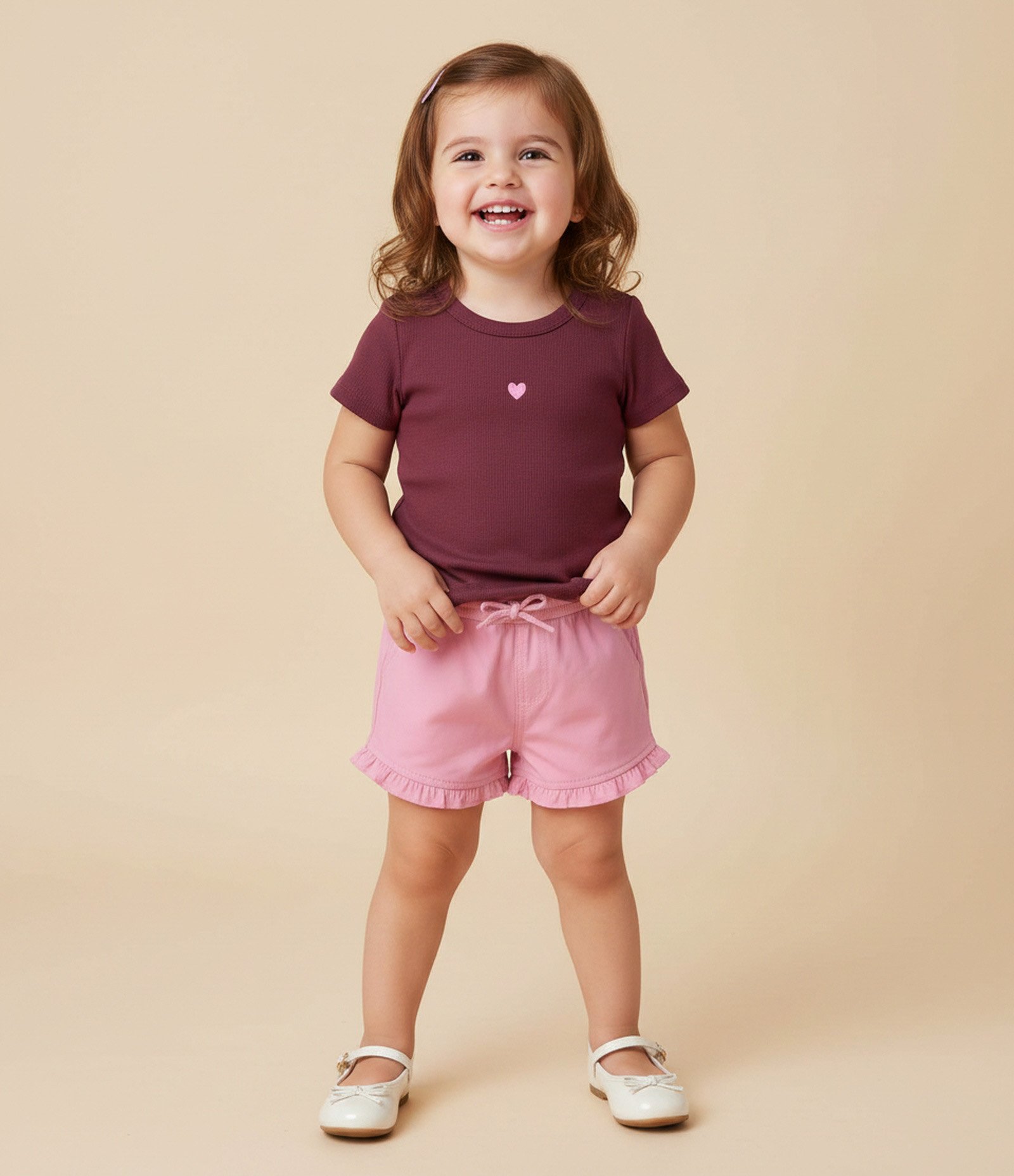 Short Infantil com Babadinhos - Tam 1 a 5 Anos Rosa Médio 1
