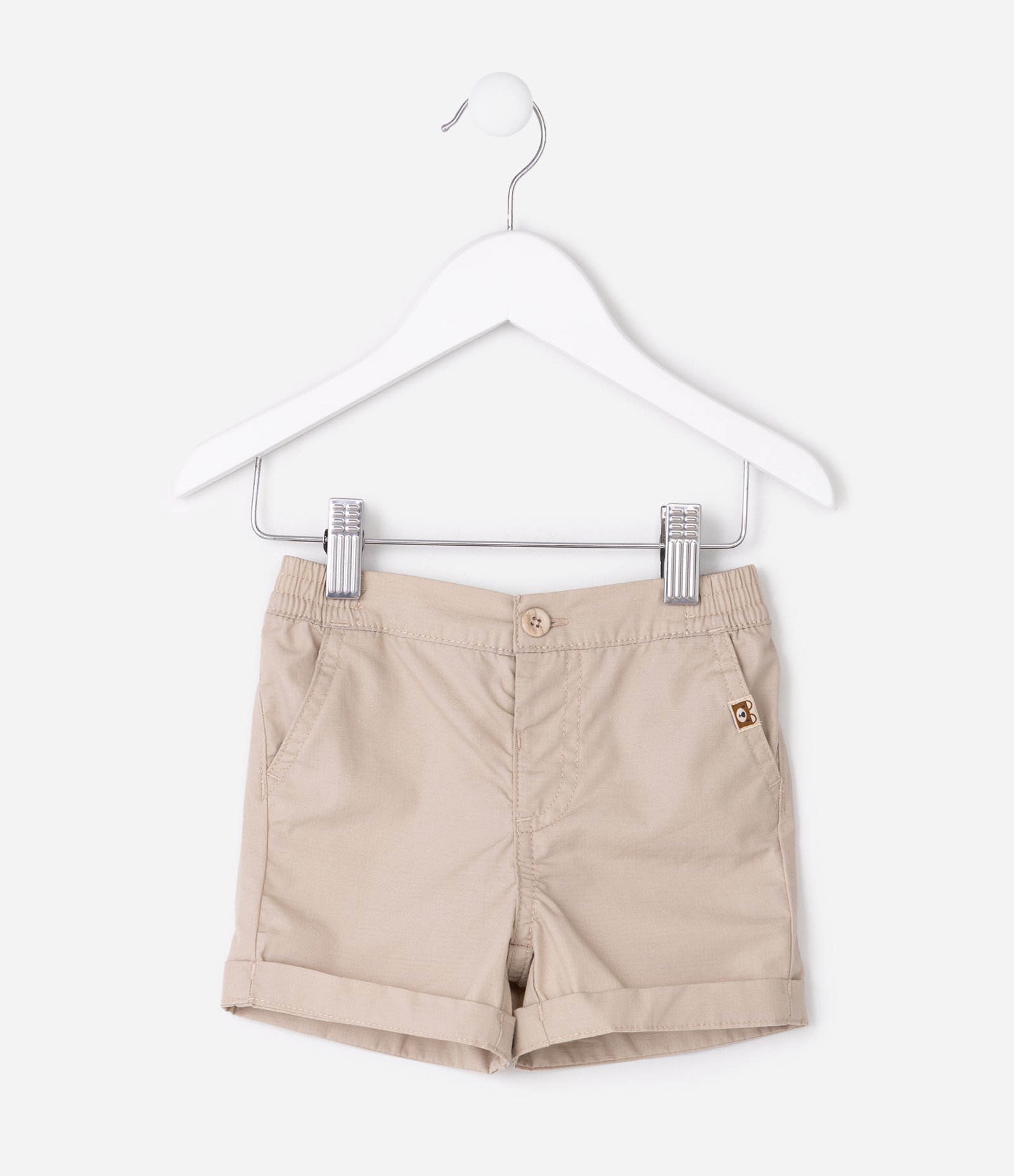 Shorts Bebê Em Sarja Cós Com Elástico - Tam 0 a 18 Meses Bege 7