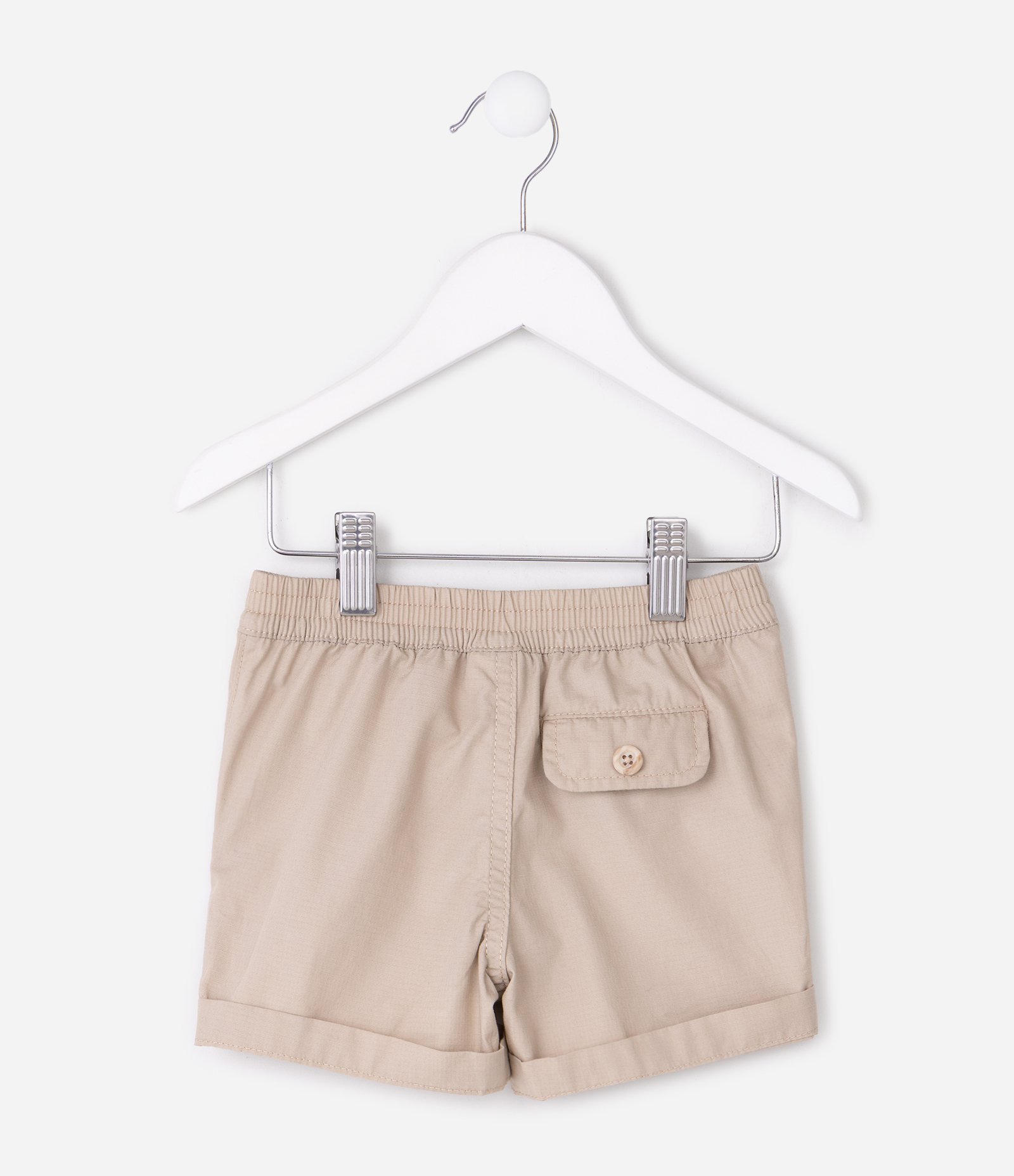 Shorts Bebê Em Sarja Cós Com Elástico - Tam 0 a 18 Meses Bege 4