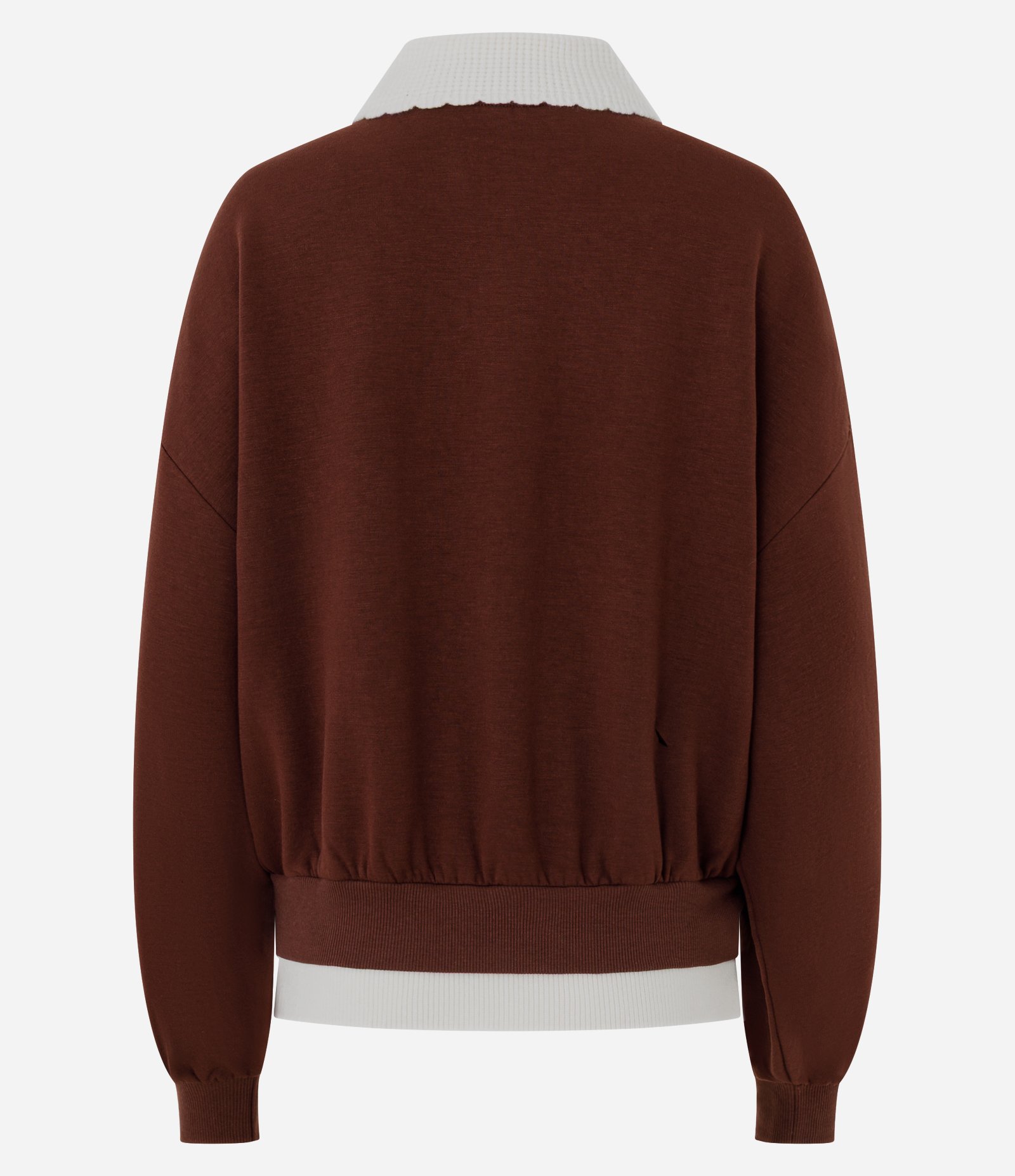 Blusa em Moletom com Felpa e Gola Polo em Tricô Marrom 7