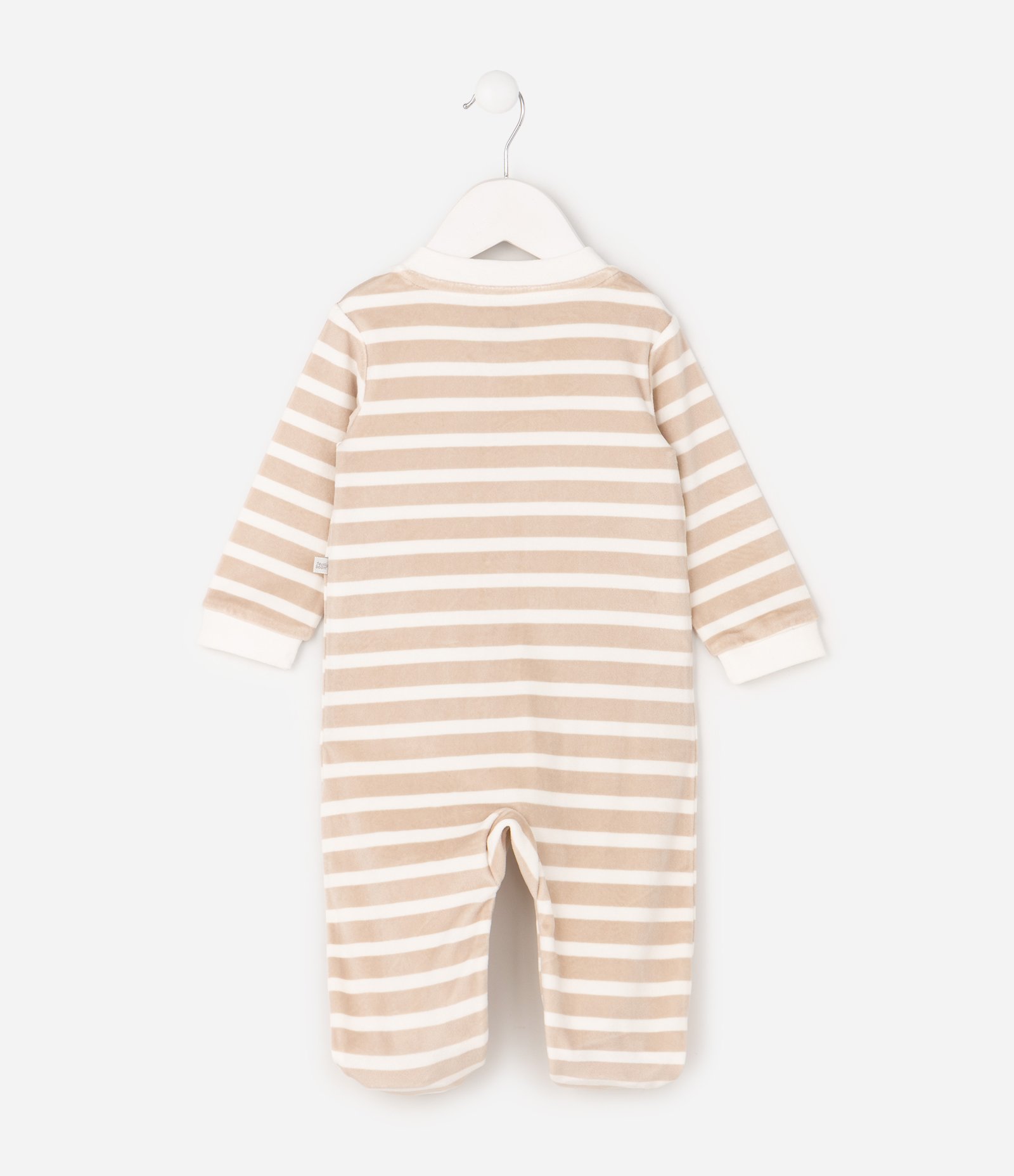 Macacão Infantil Listrado com Fechamento por Zíper – Tam RN a 24 Meses Bege/Off White 4