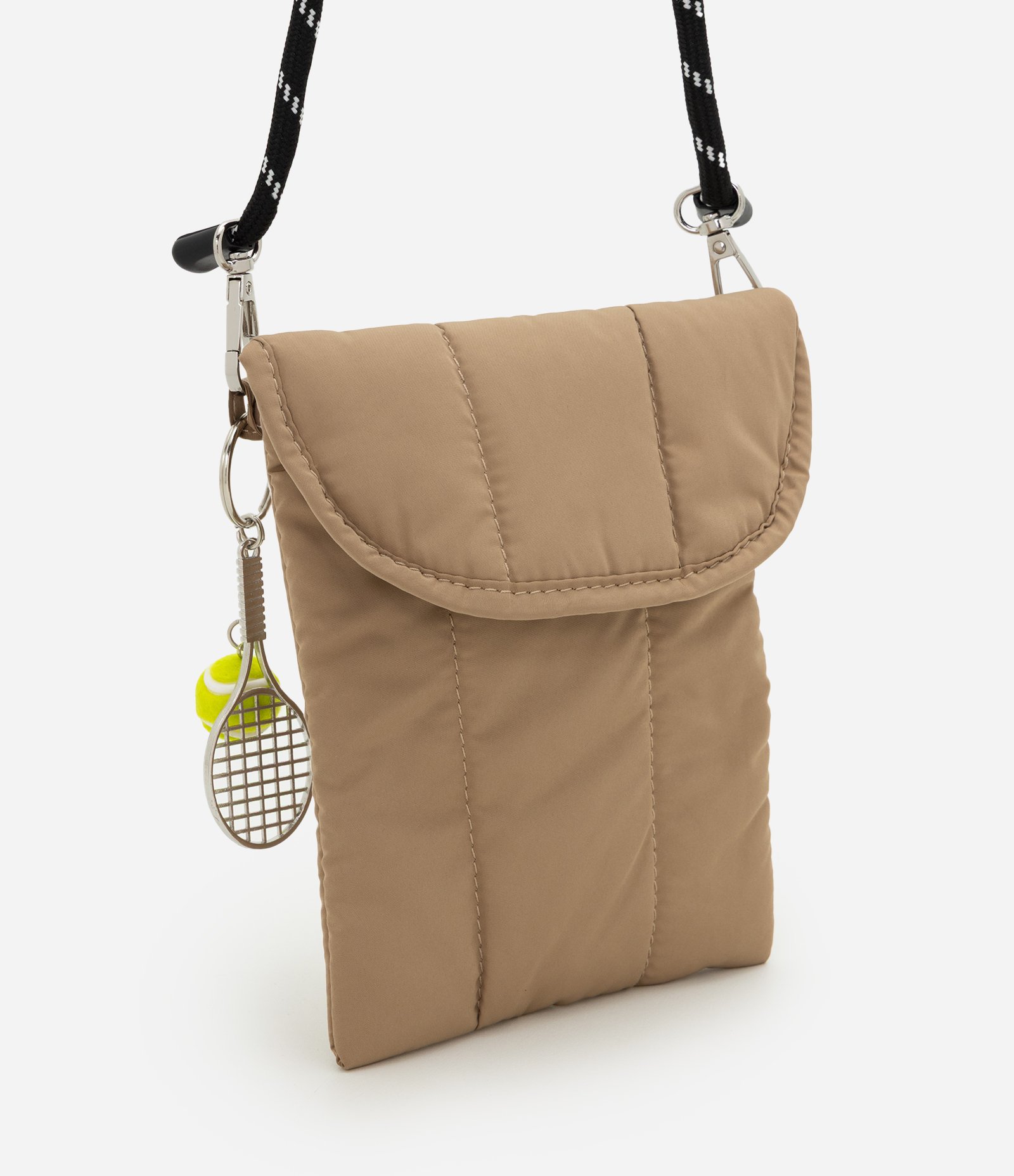 Bolsa PU Emborrachada Compacta com Alça Bege 1