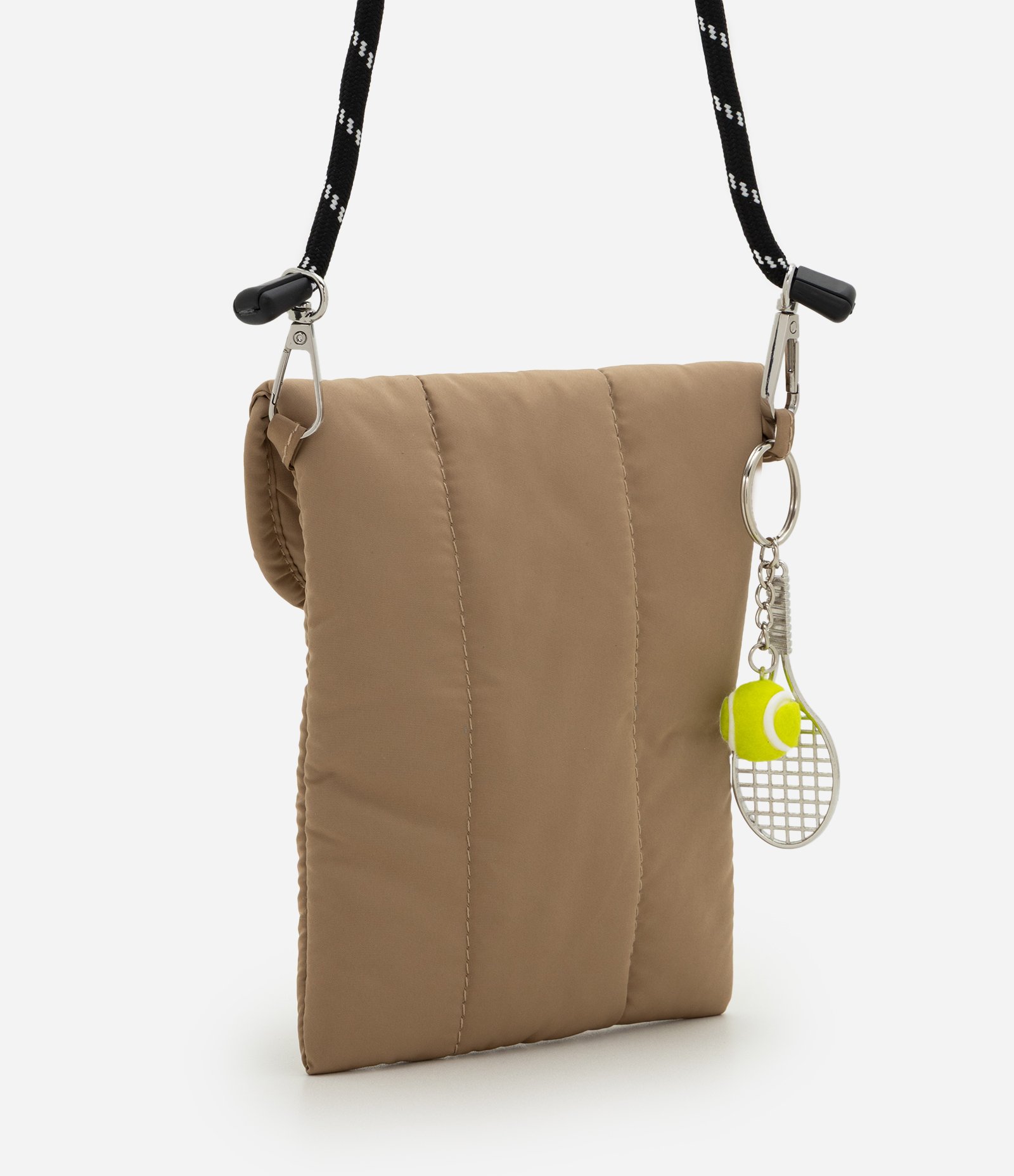 Bolsa PU Emborrachada Compacta com Alça Bege 3