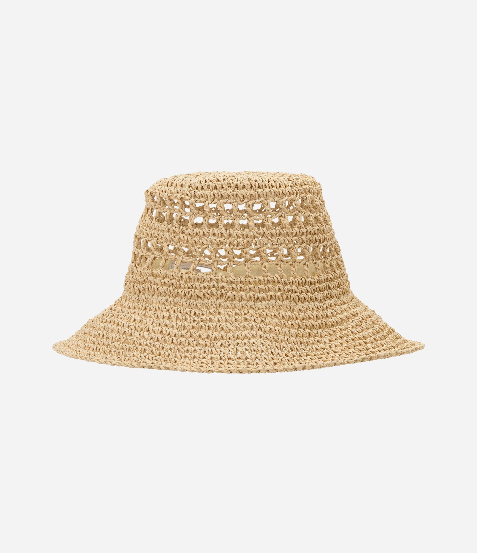 Chapéu de Praia Bucket em Palha Tramado Areia 1