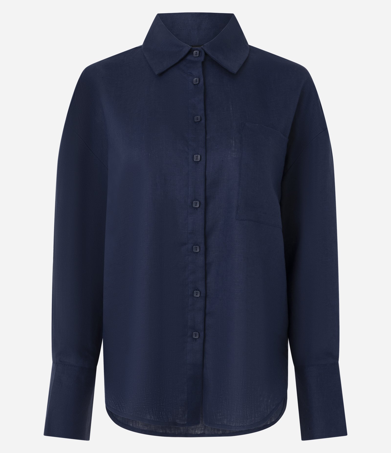 Camisa Manga Longa em Linho com Bolso Frontal Azul 5