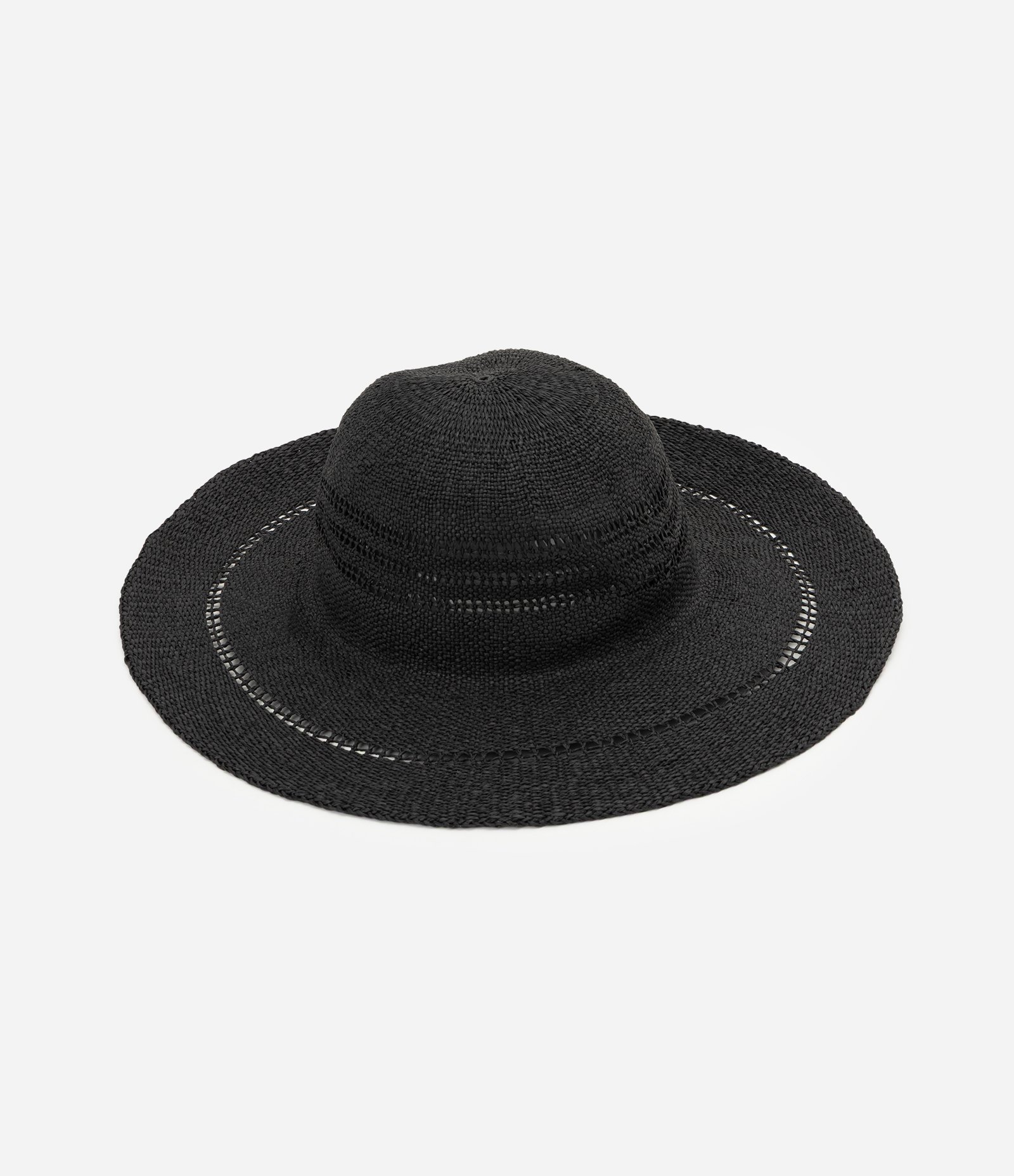 Chapéu de Praia Trançado com Aba Ampla Preto 1
