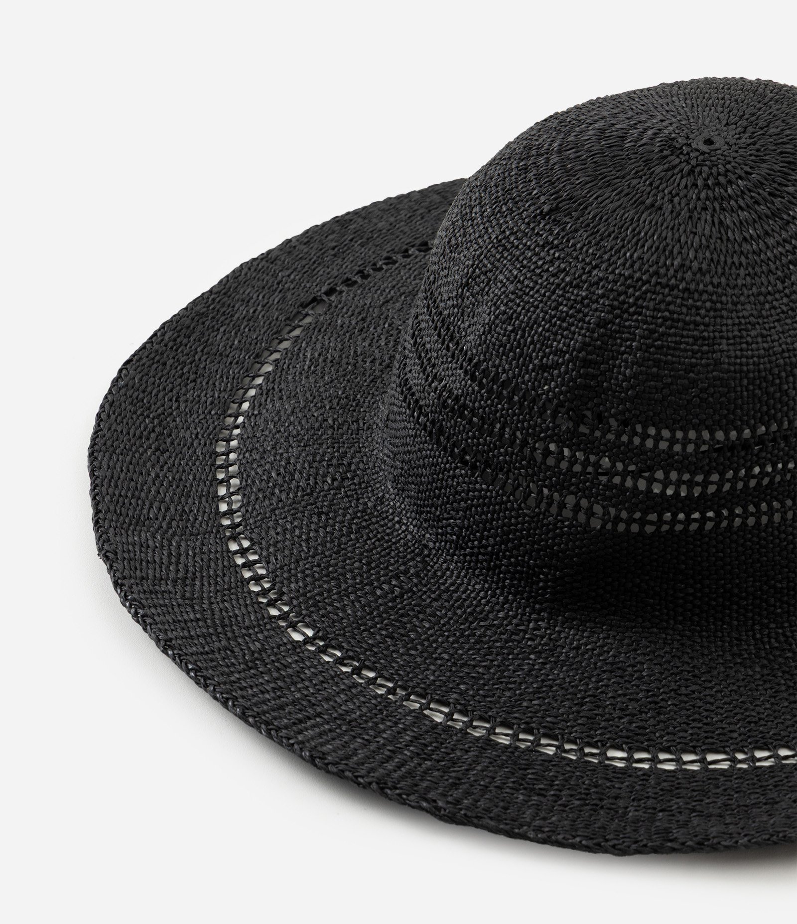 Chapéu de Praia Trançado com Aba Ampla Preto 3