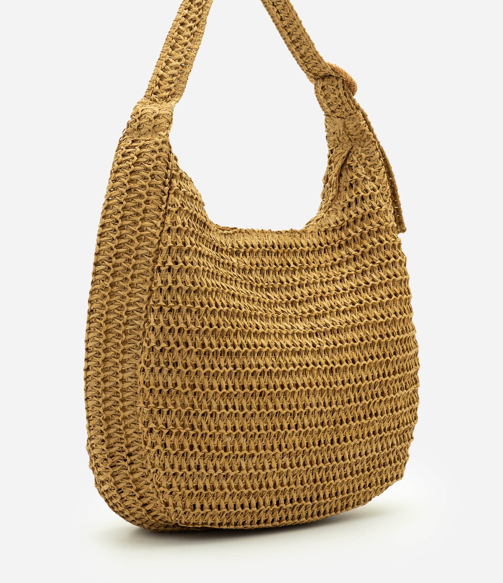 Bolsa Saco de Praia em Palha com Fivela Bege 3