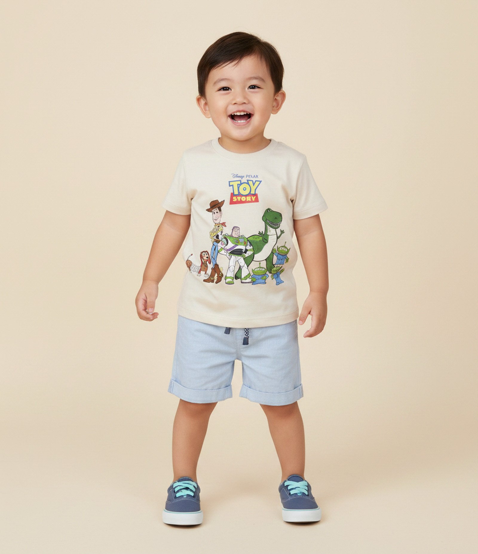Camiseta Infantil com Estampa Toy Story - Tam 2 a 6 Anos Bege Claro 1