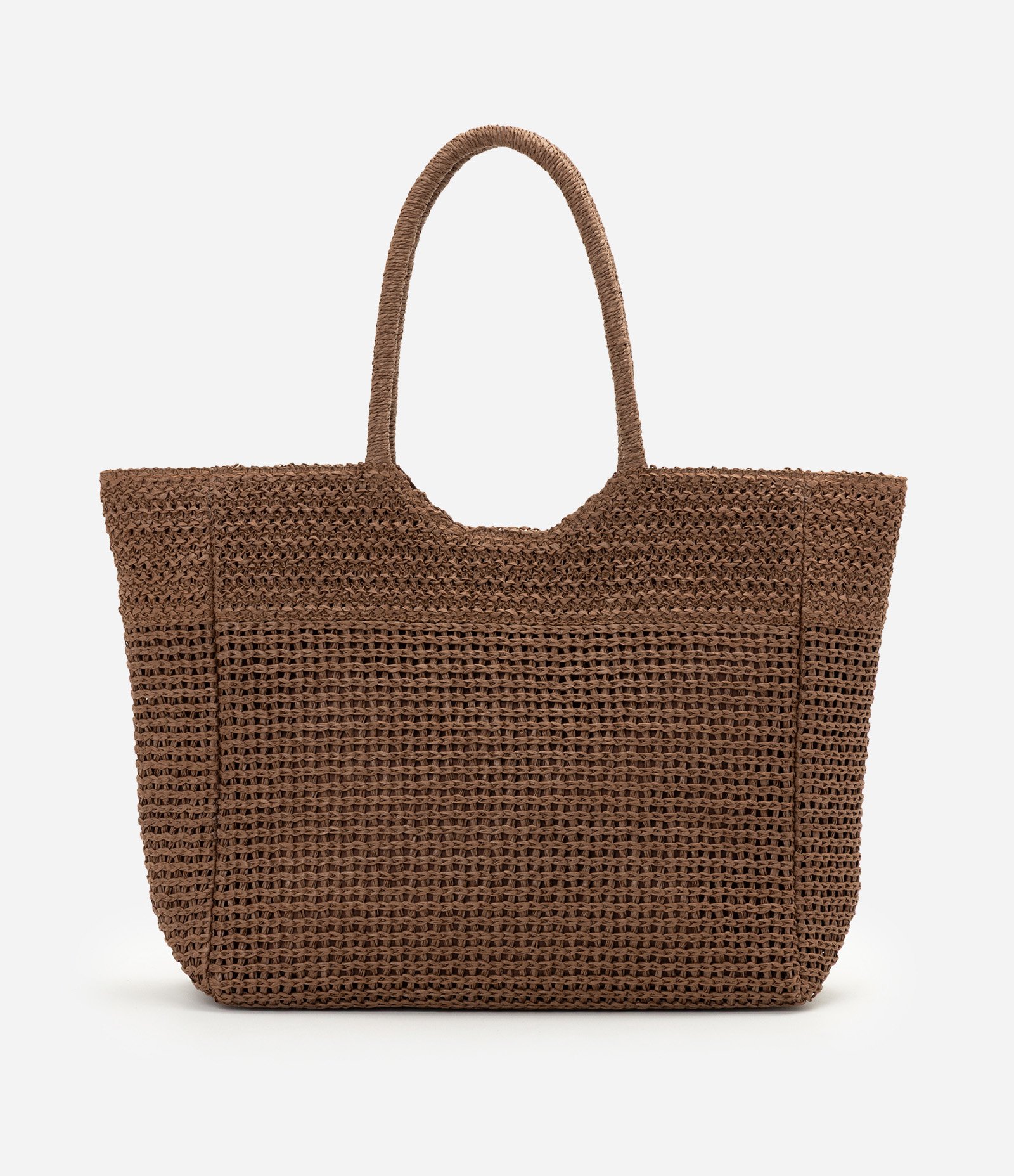 Bolsa de Praia em Papel Trançado com Detalhe Metálico Marrom 3