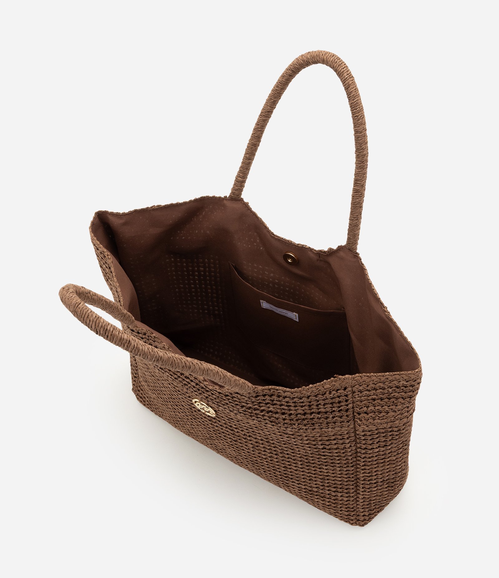 Bolsa de Praia em Papel Trançado com Detalhe Metálico Marrom 5