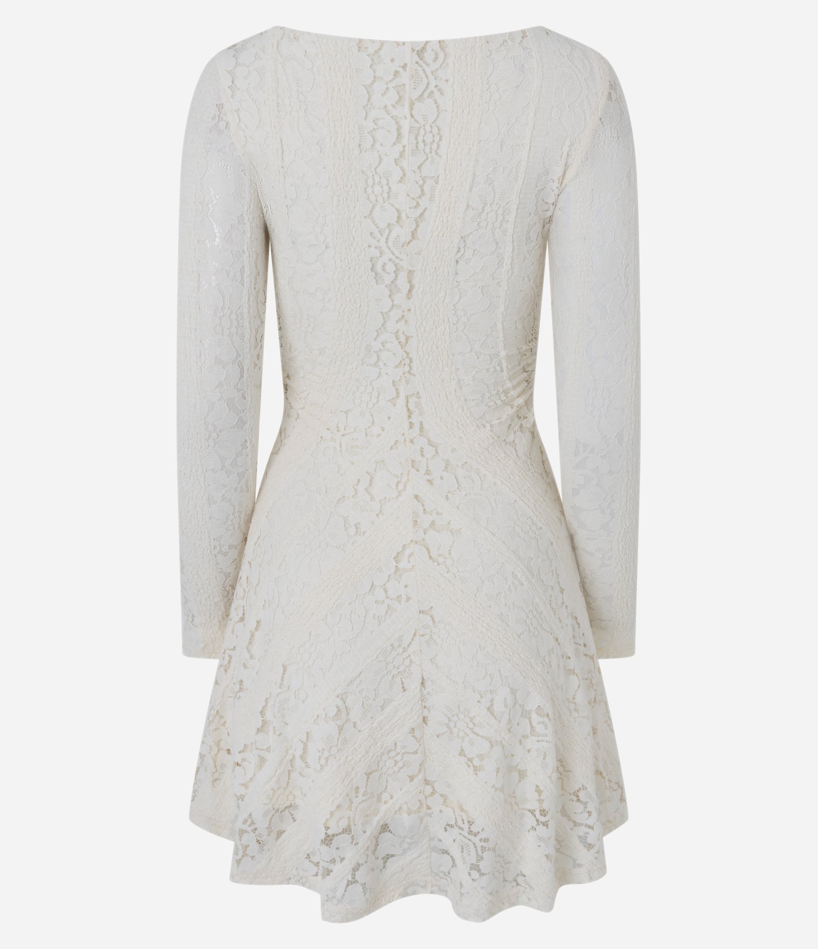 Vestido Curto em Renda com Manga Longa Off White 7