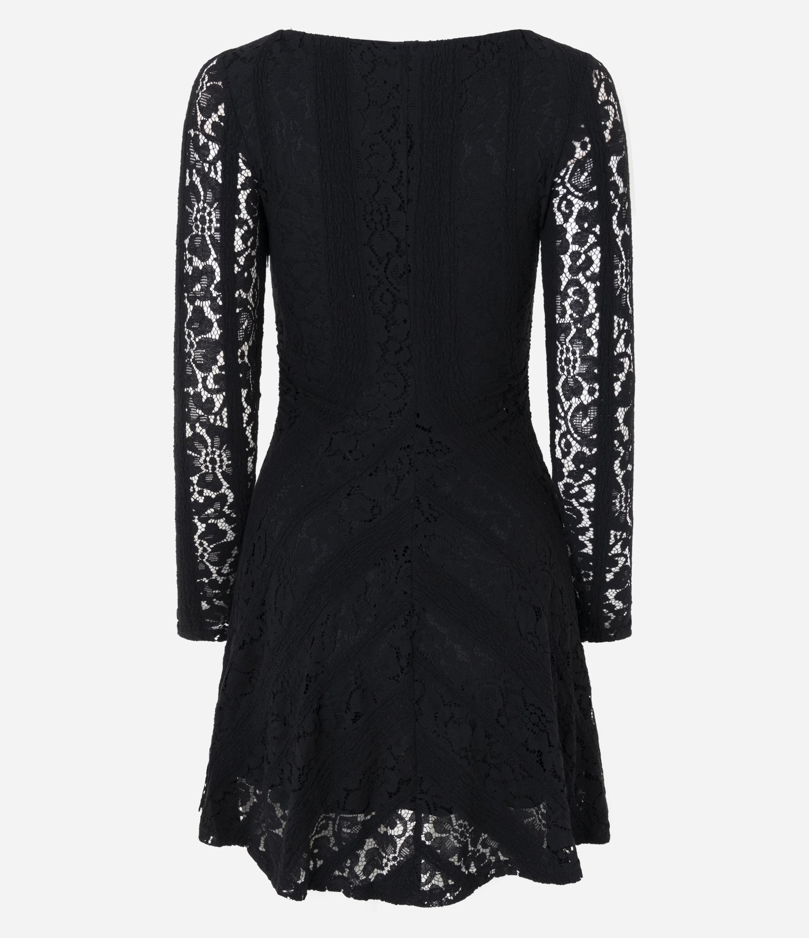 Vestido Curto em Renda com Manga Longa Preto 7