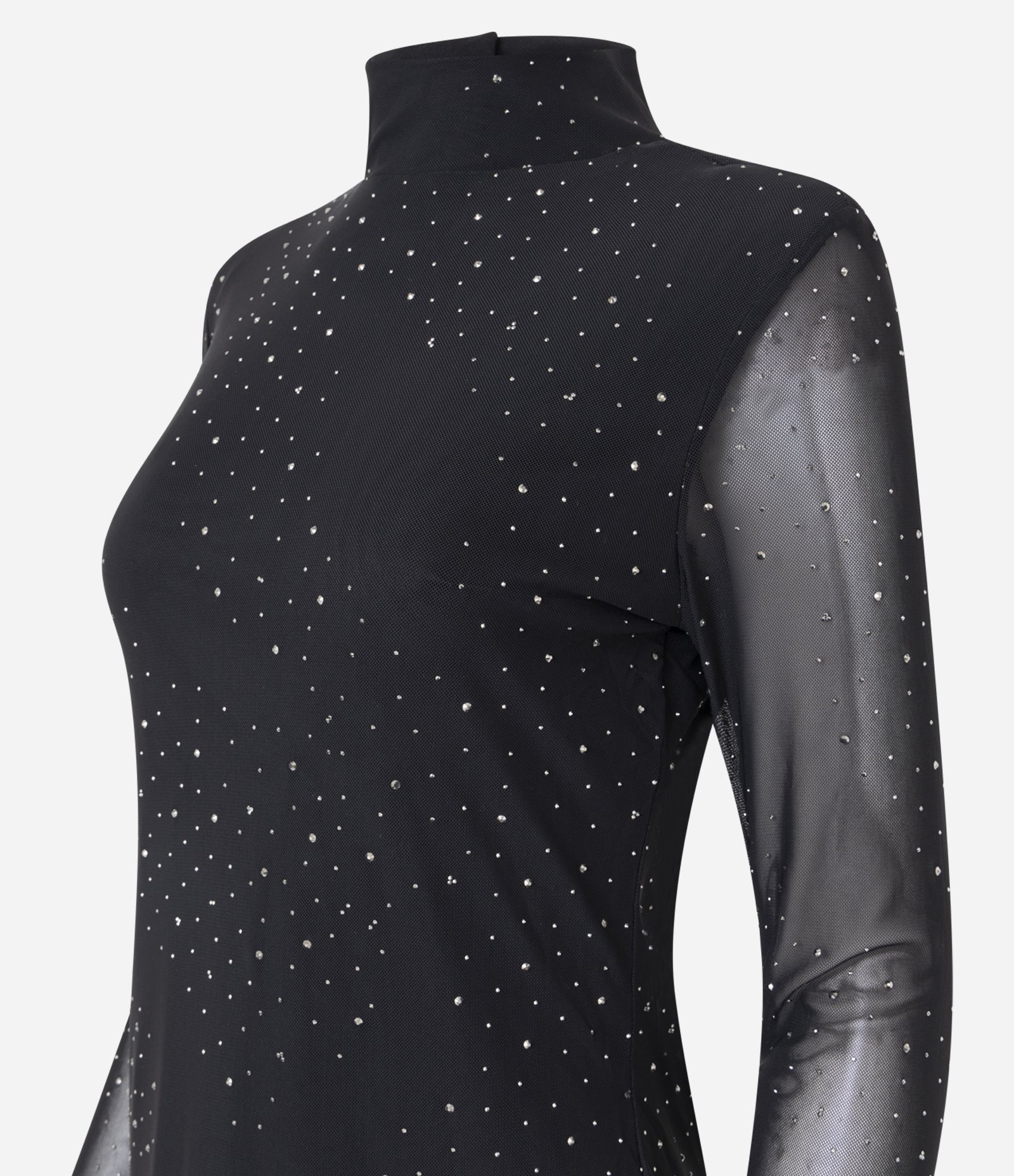 Vestido Curto em Tule com Brilhos e Abertura nas Costas Preto 6