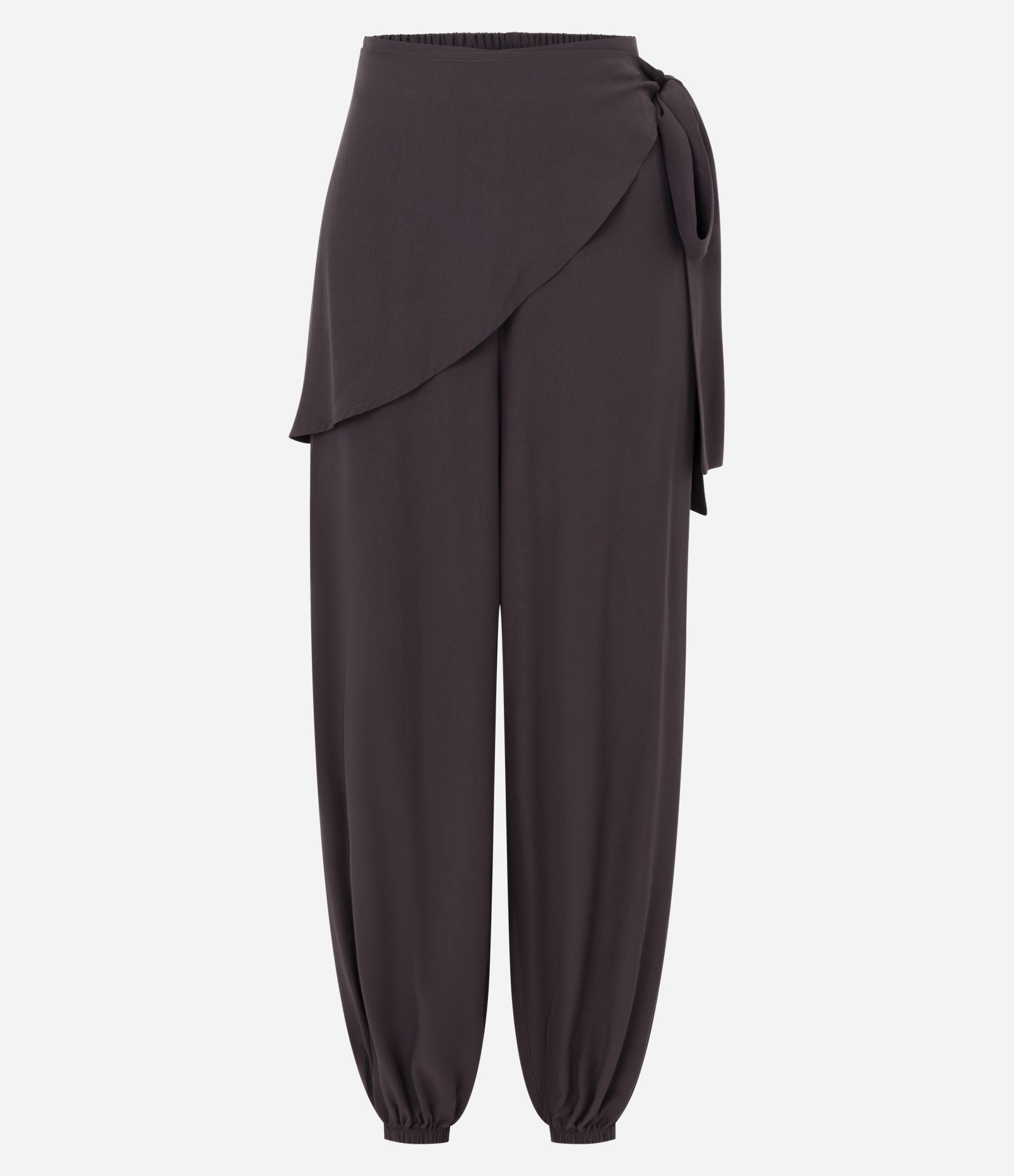 Calça Balloon em Viscose Acetinada com Amarração na Cintura Marrom 5